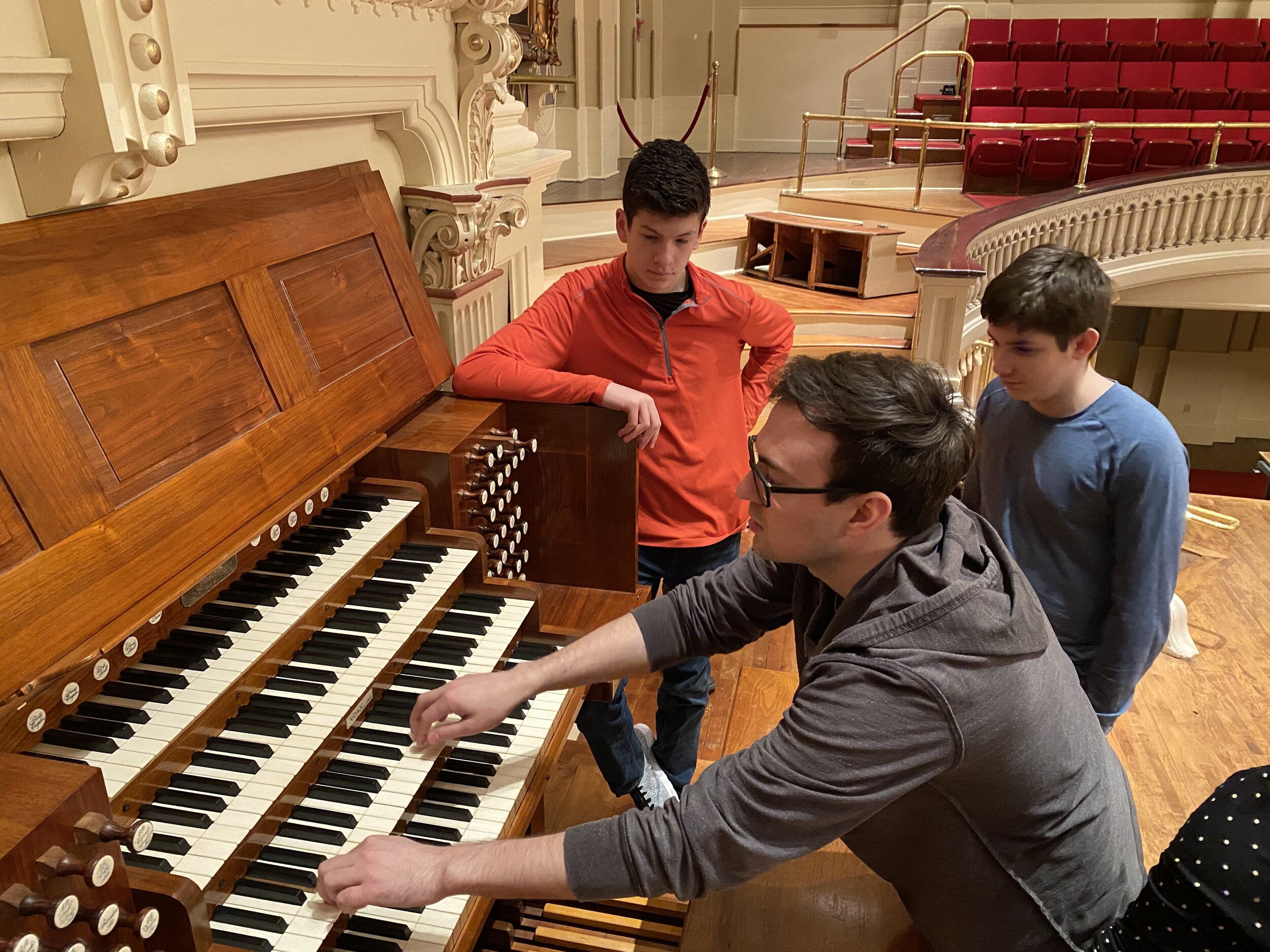 Kade Phillips tests the 1864 Hook Organ, Mechanics Hall, Worcester, Mass. 
