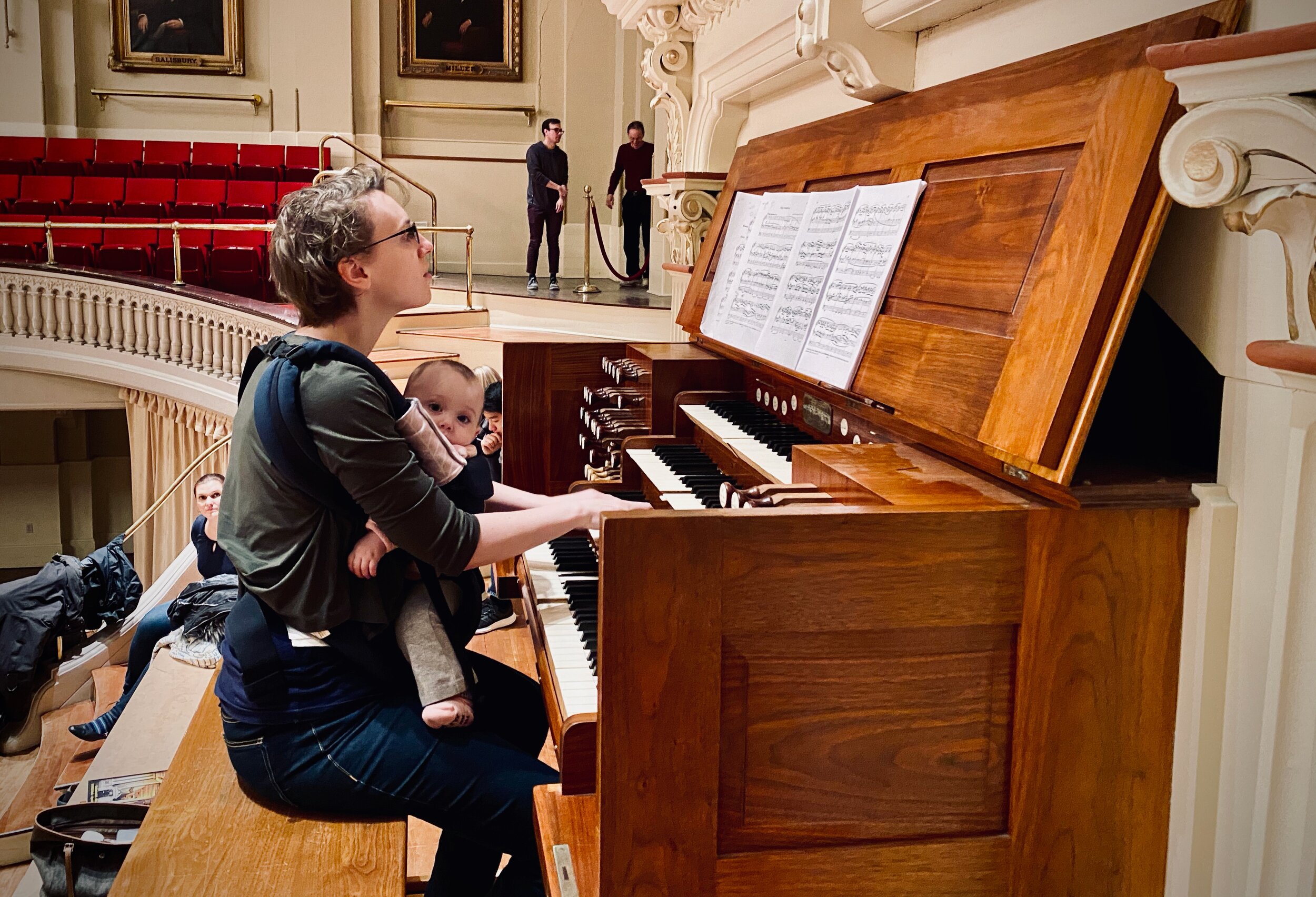 Emily Adams and daughter play the 1864 Hook Organ, Mechanics Hall, Worcester, Mass. 