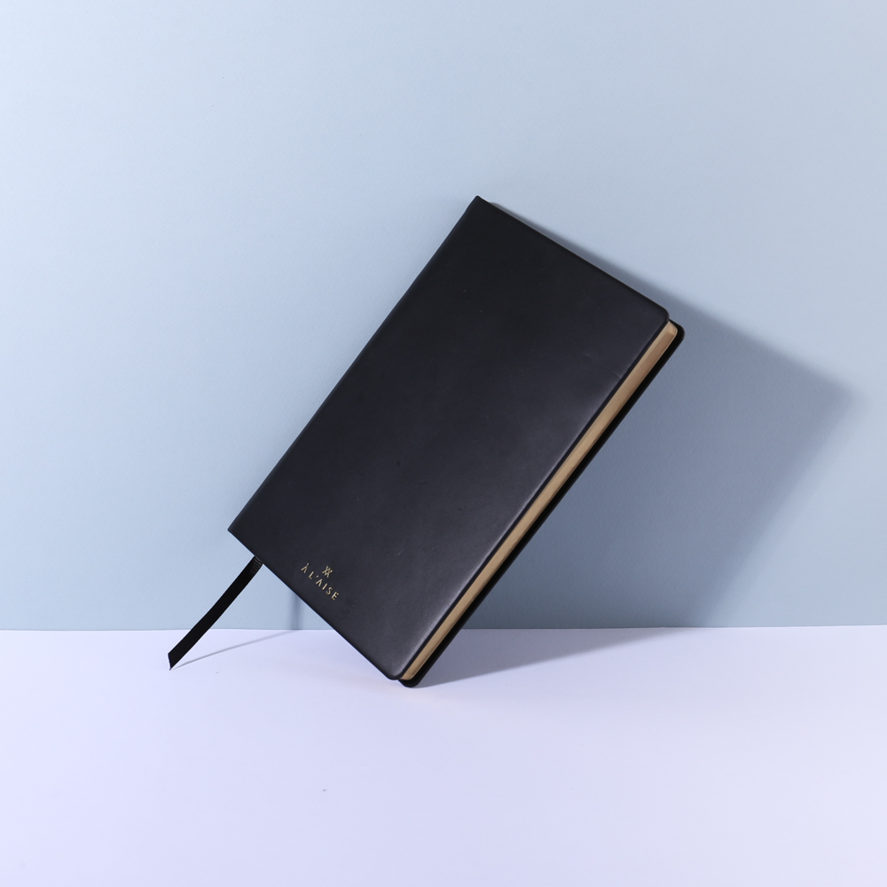 Black Veg Tan Leather Bound Notebook