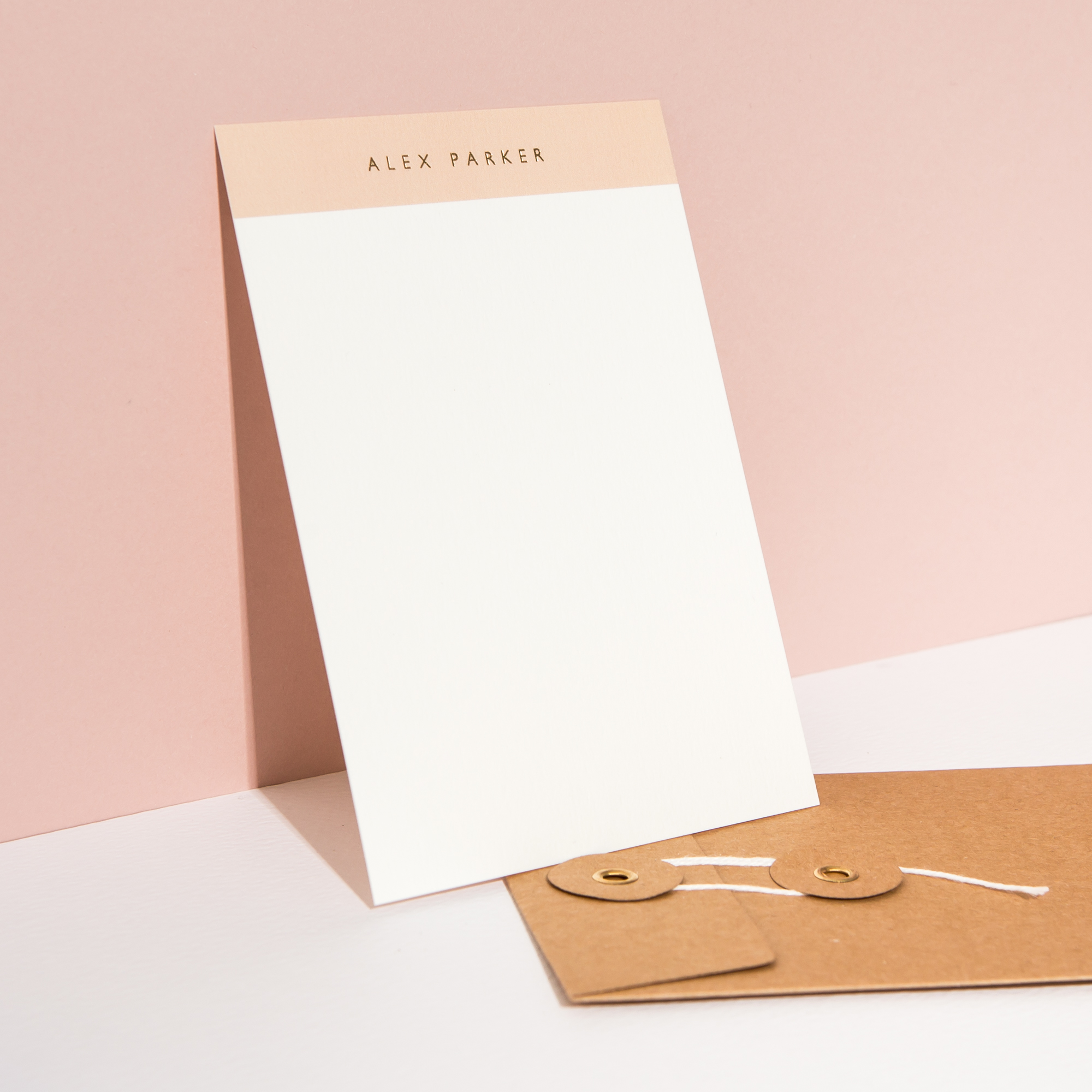 Blush Pink Top Portrait Personalised Notecards