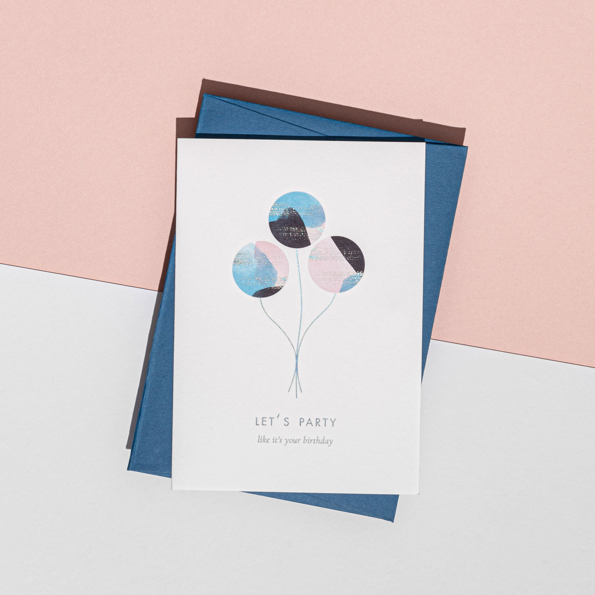 'Let's Party' Birthday Card - Azure Blue Envelope