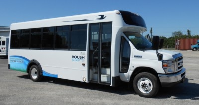 2013 - 19 Passenger Micro Bird Propane Interior Luggage - FTS Stock Contact FTS for more information on the propane commercial bus.