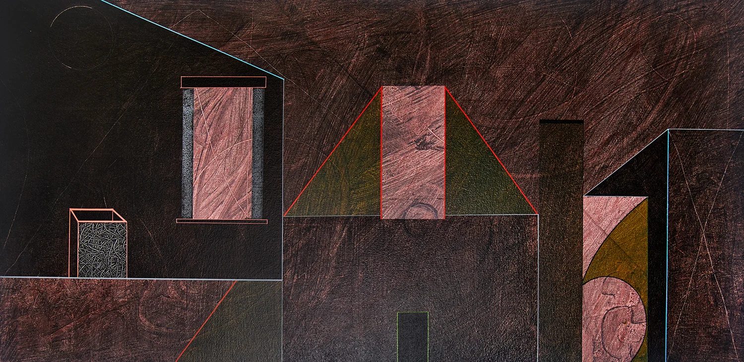en route to here #1, 2018, acrylic on canvas, 17.5 x 35.5 inches