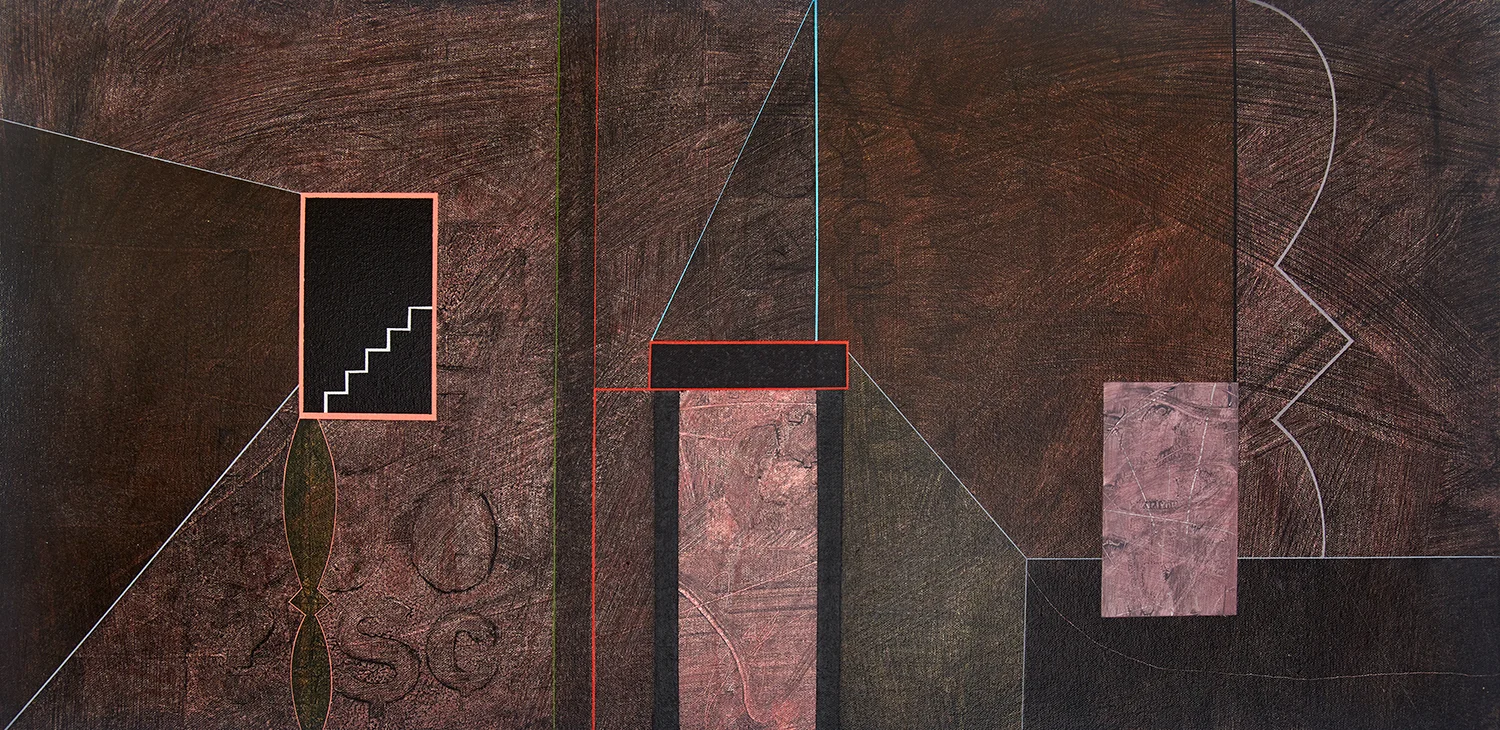 en route to here #3, 2018, acrylic on canvas, 17.5 x 35.5 inches