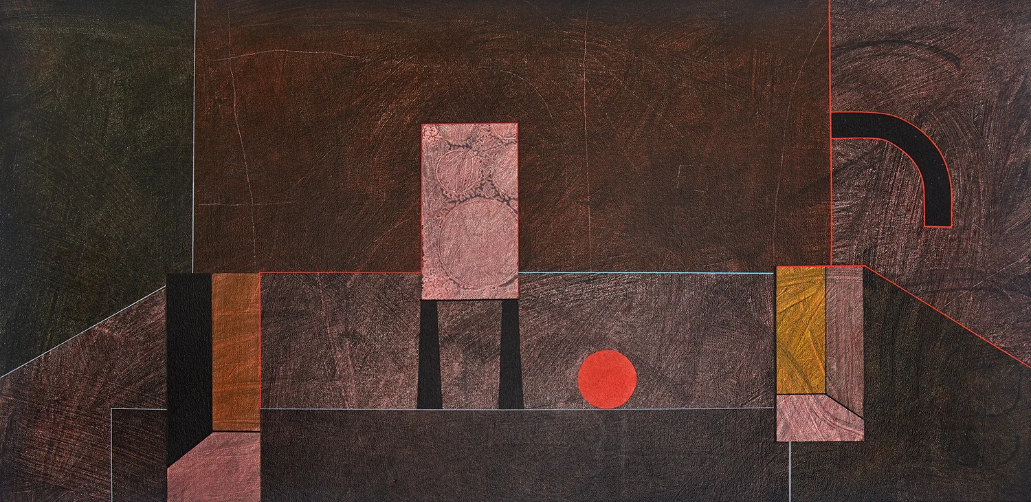 en route to here #4, 2018, acrylic on canvas, 17.5 x 35.5 inches