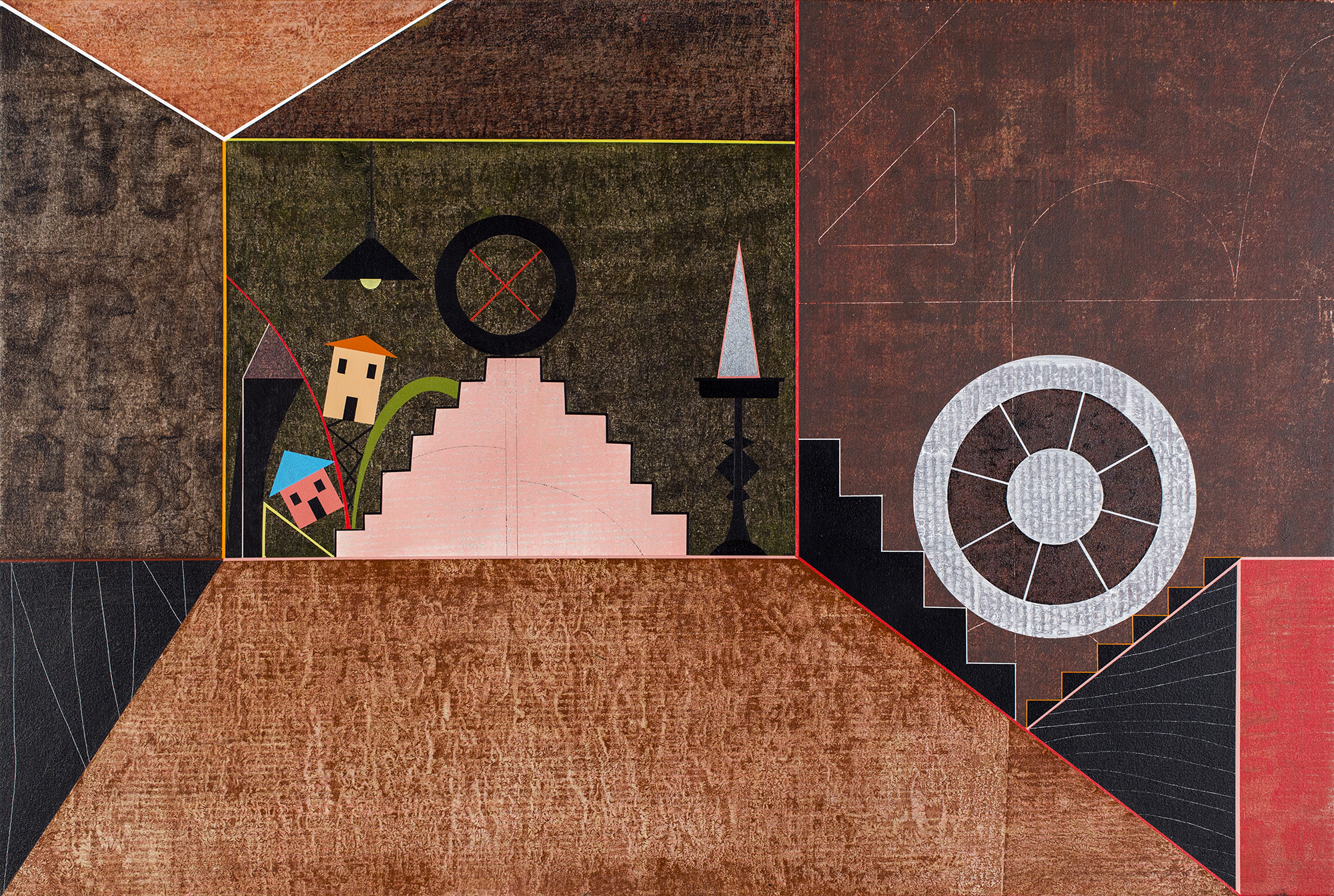 Rooms #1, 2019; acrylic on canvas; 32 x 47.75 inches.
