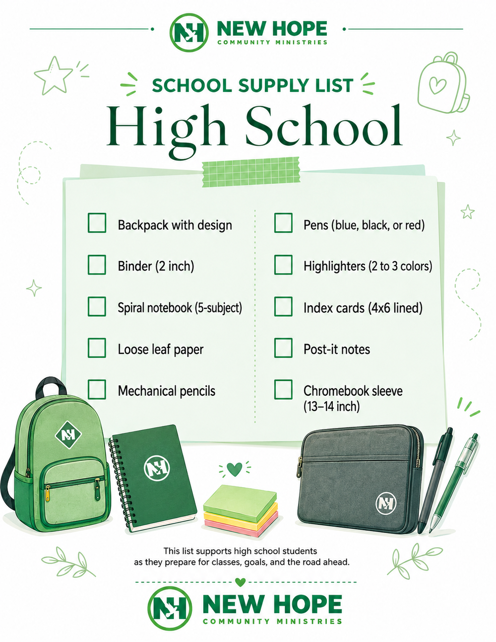 High School Supply List