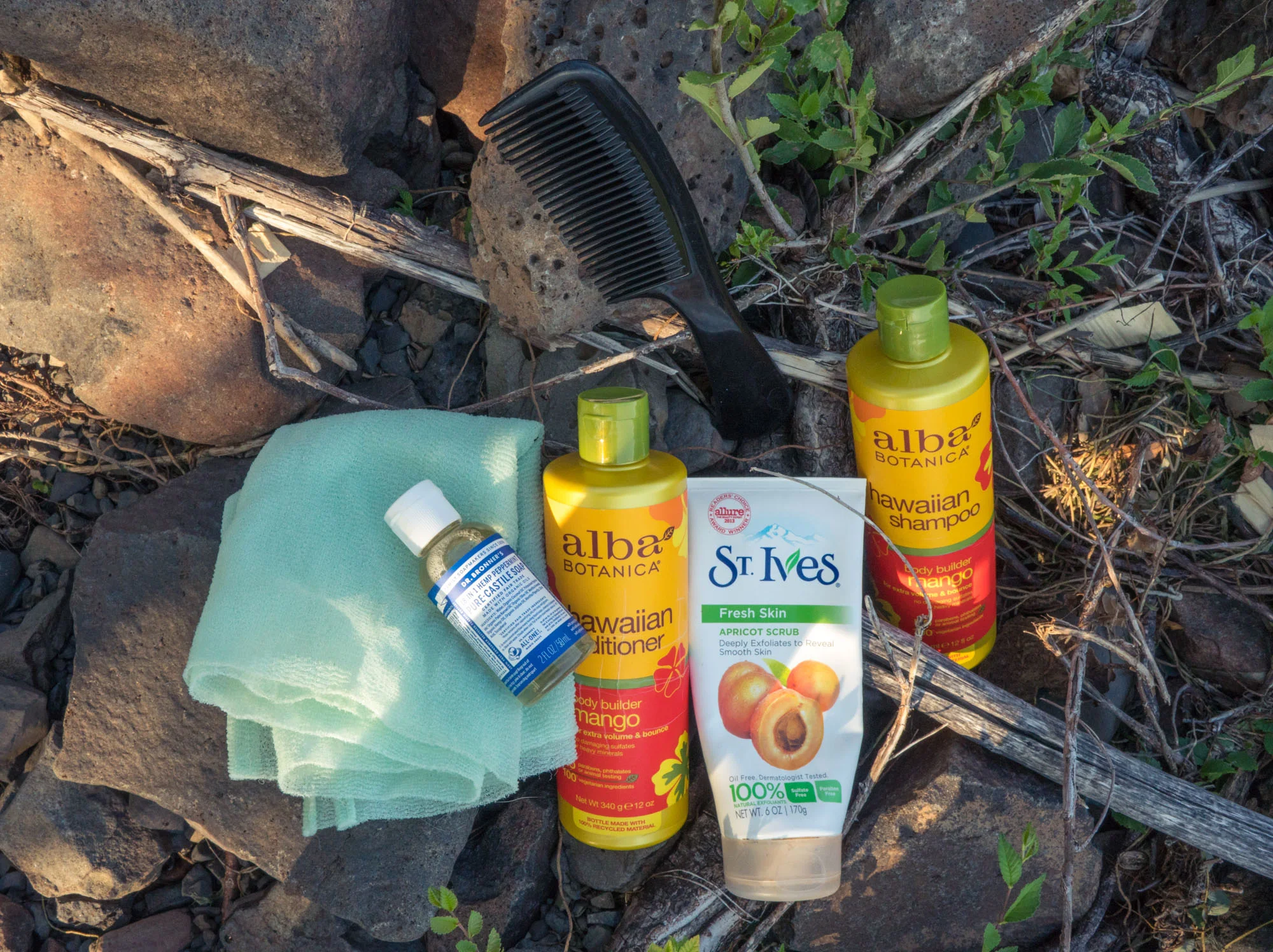 We use natural products as much as we can to be sure that we are not negatively impacting the place we are showering in 