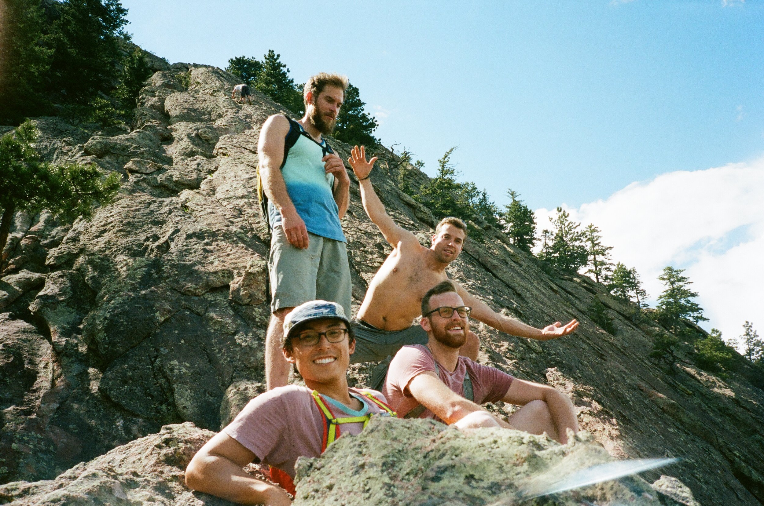 Team Boy Squad atop the Flatirons, 35mm