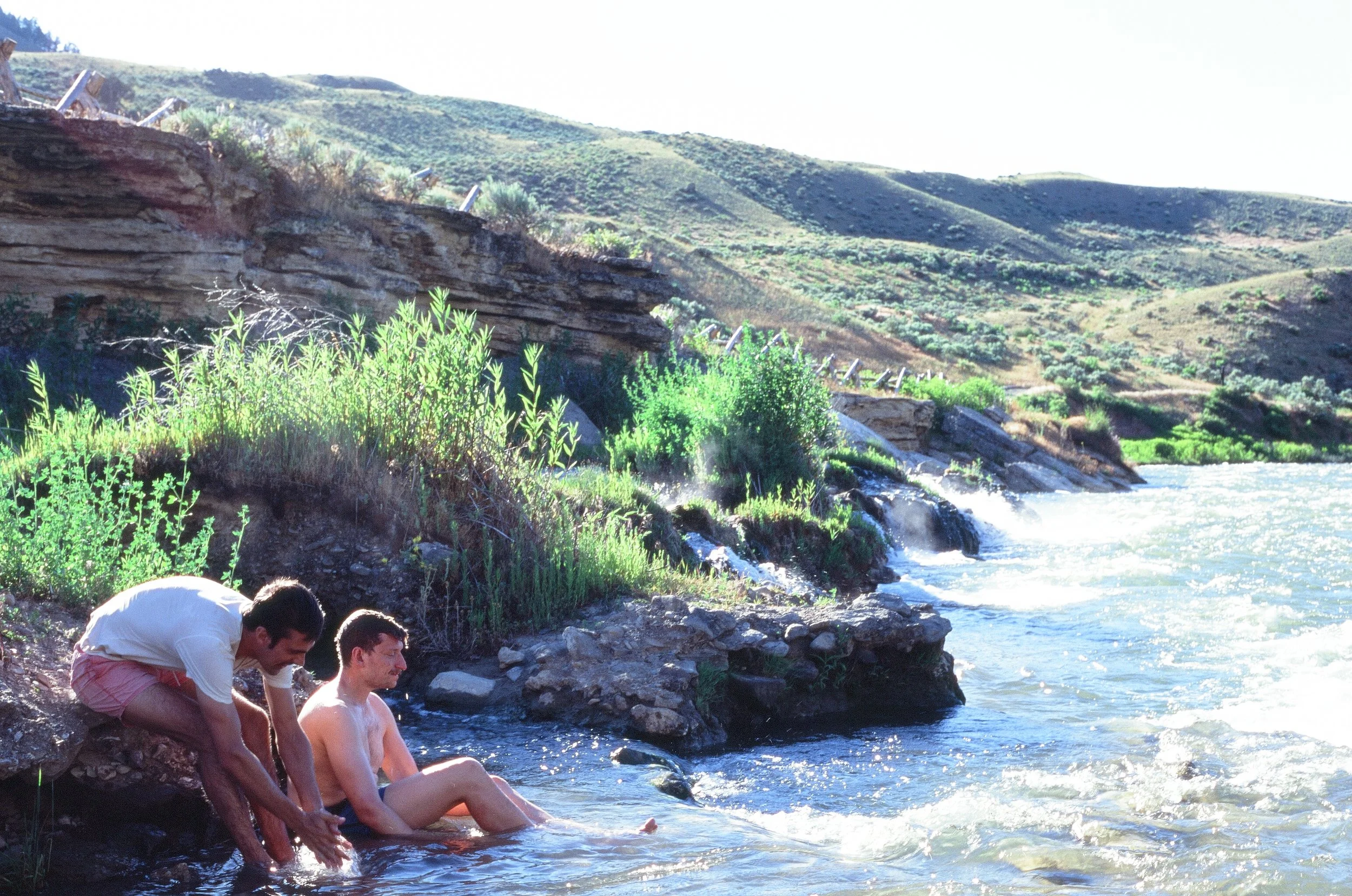 Tom & Jamie taking a dip in the hot springs, Yellowstone NP