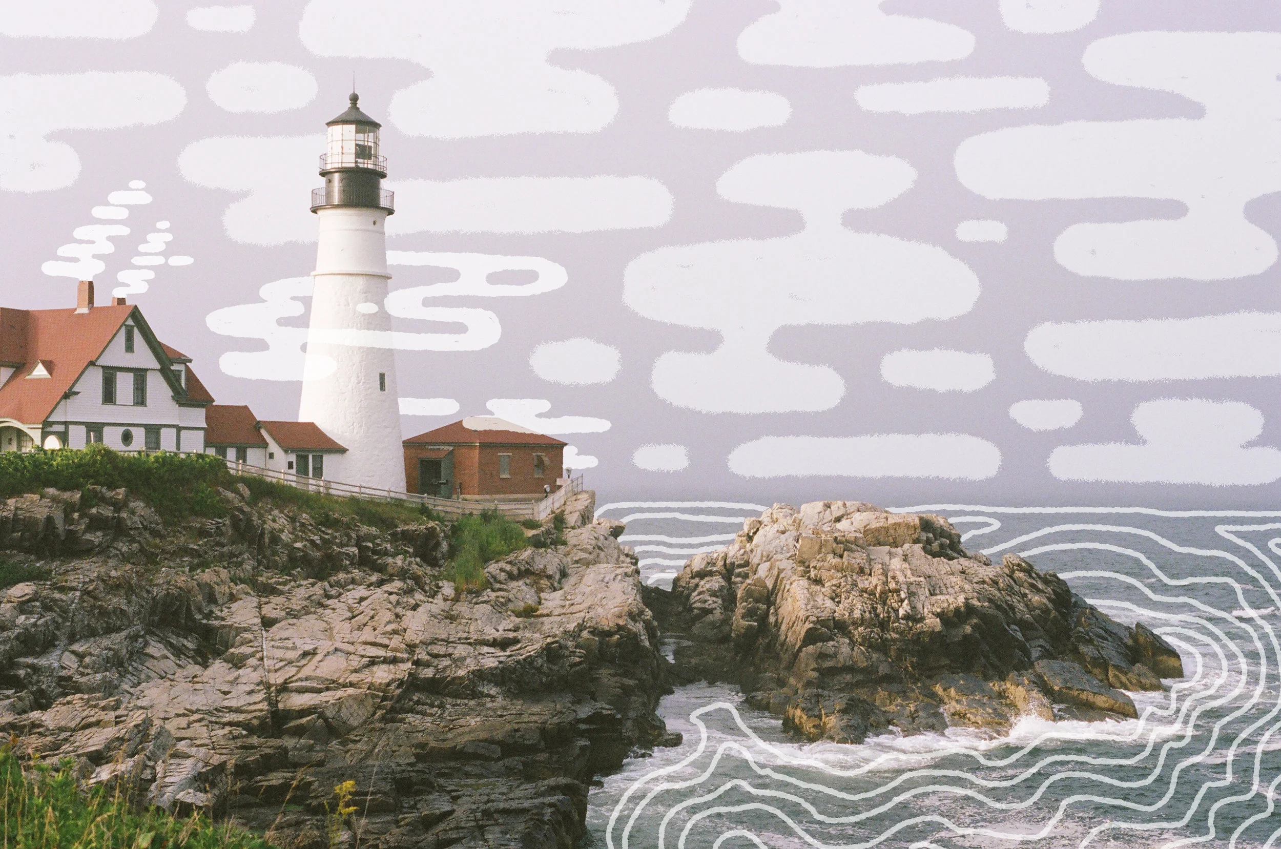 Illustration by MAK over Portland Head Lighthouse, 35mm