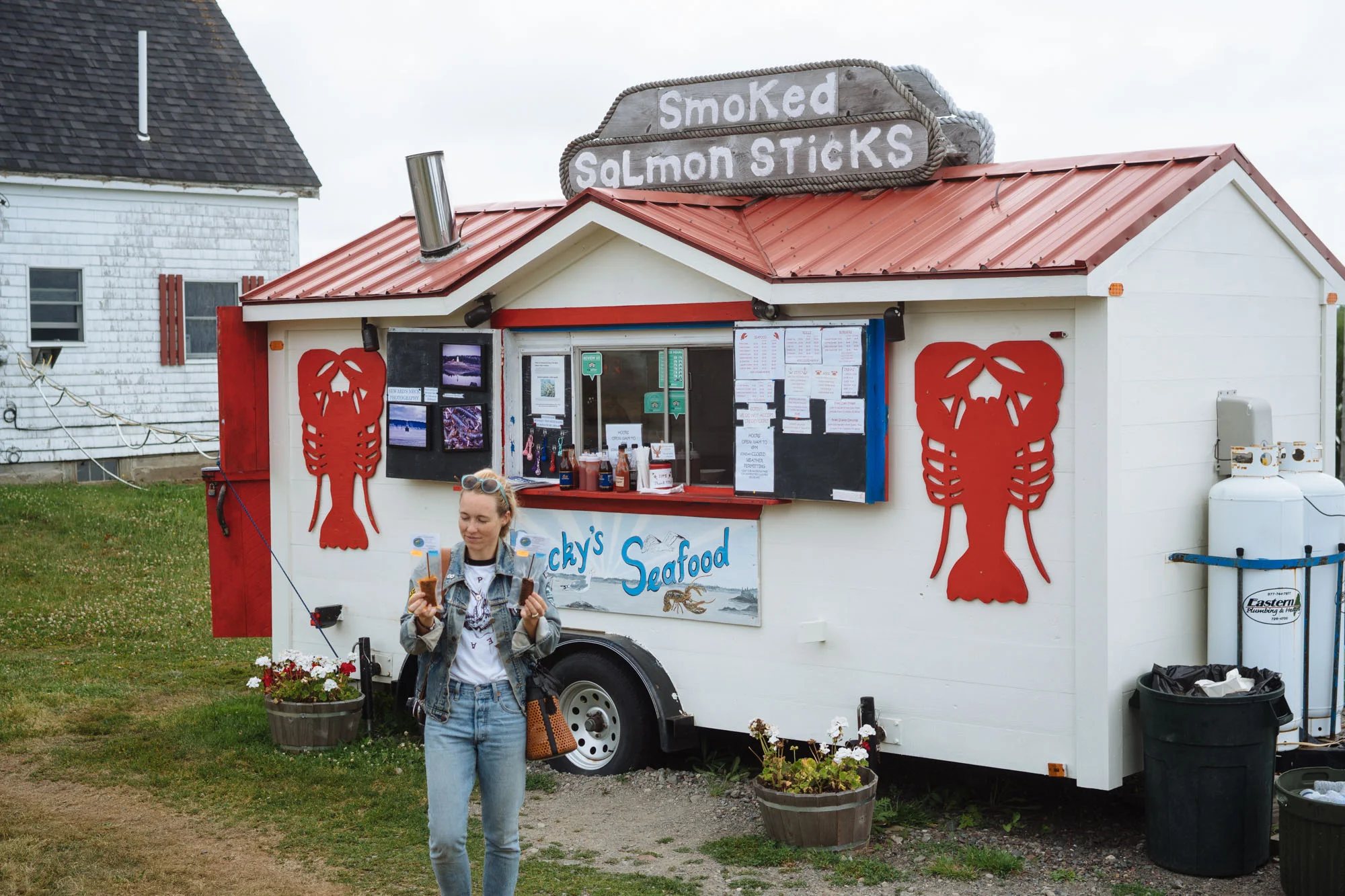 MAK holding two of Becky’s world famous smoked Salmon sticks