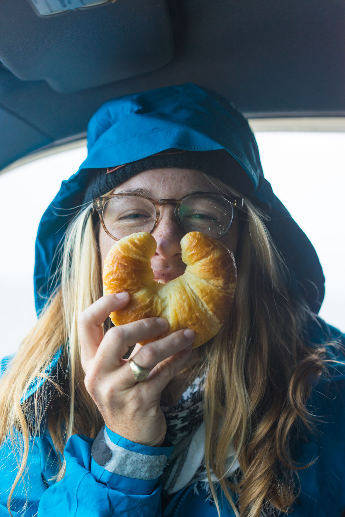 MAK enjoying a fresh croissant from the french town of Petit Étang