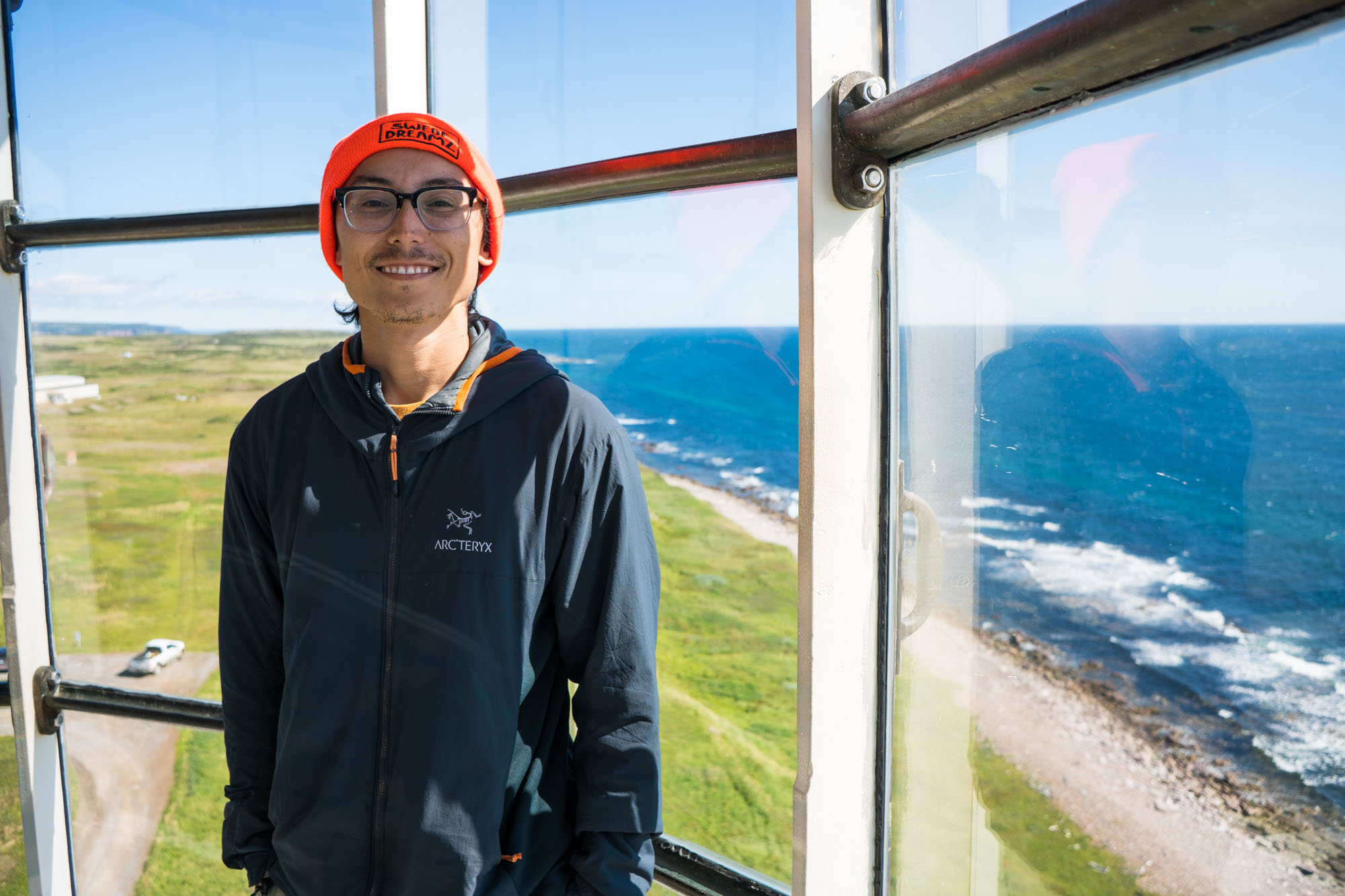 Owen up in the Point Amour Lighthouse