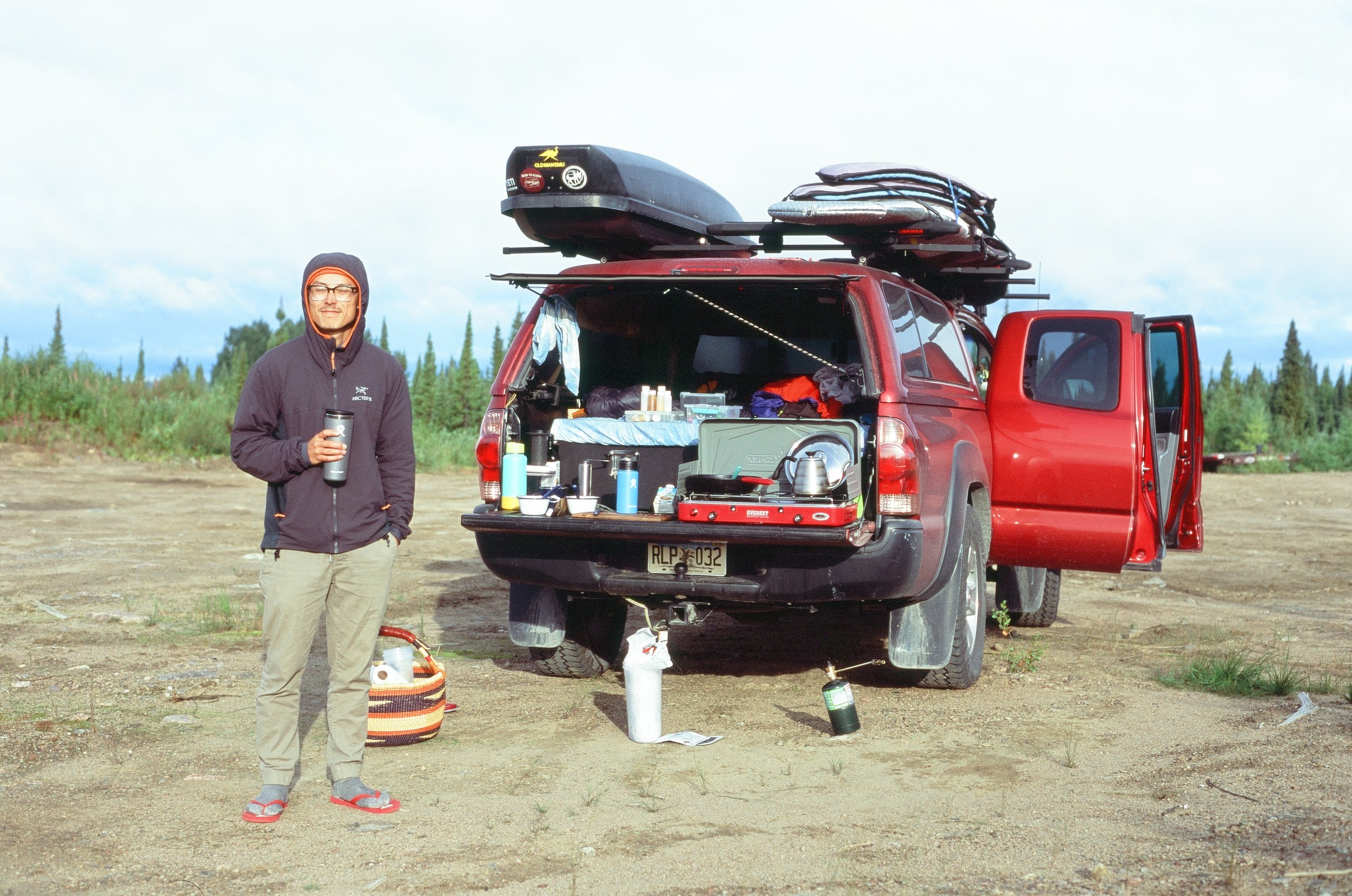 Owen at camp on the Trans Labrador HWY, 35mm