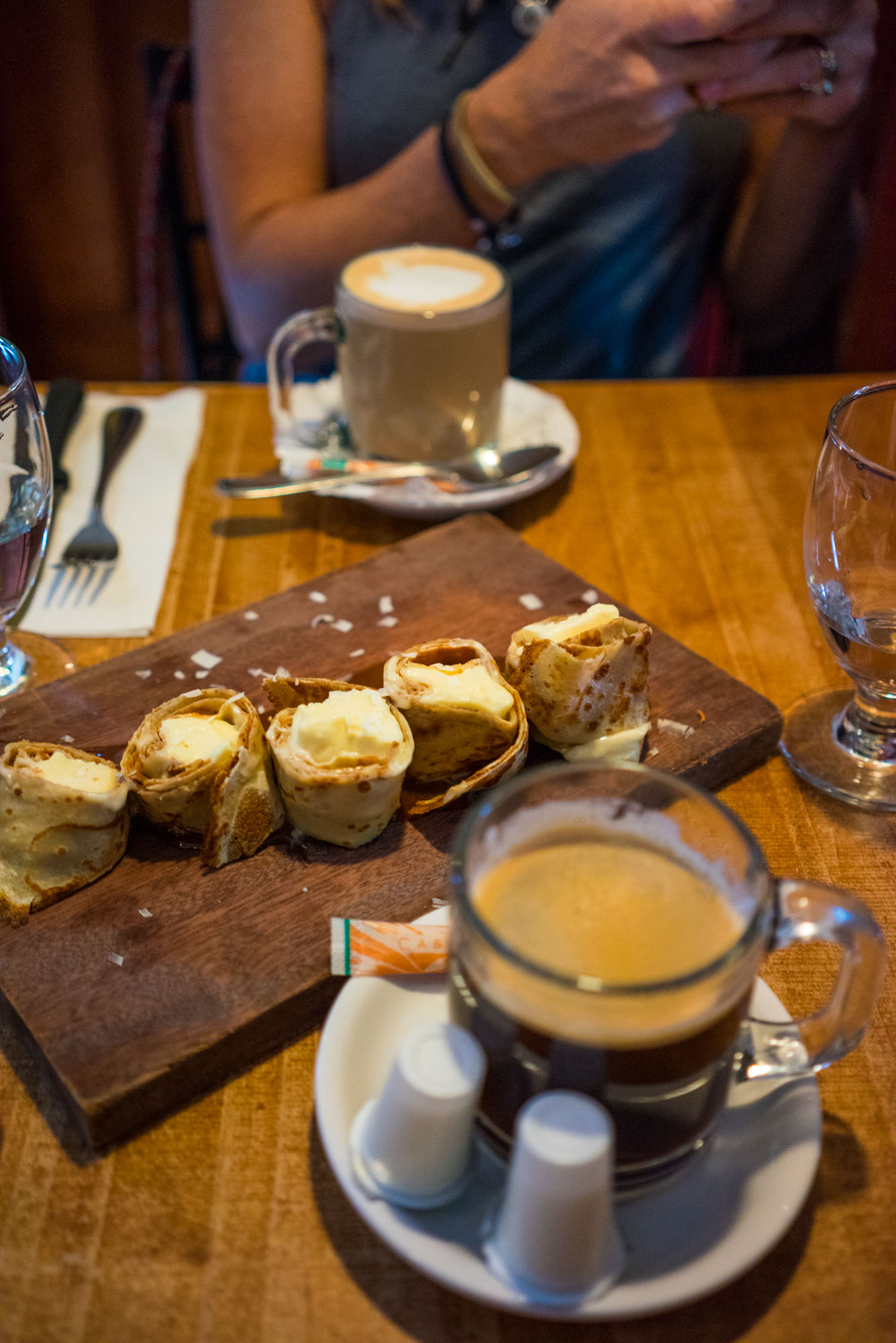 Our first Crepe and Latte in Quebec City