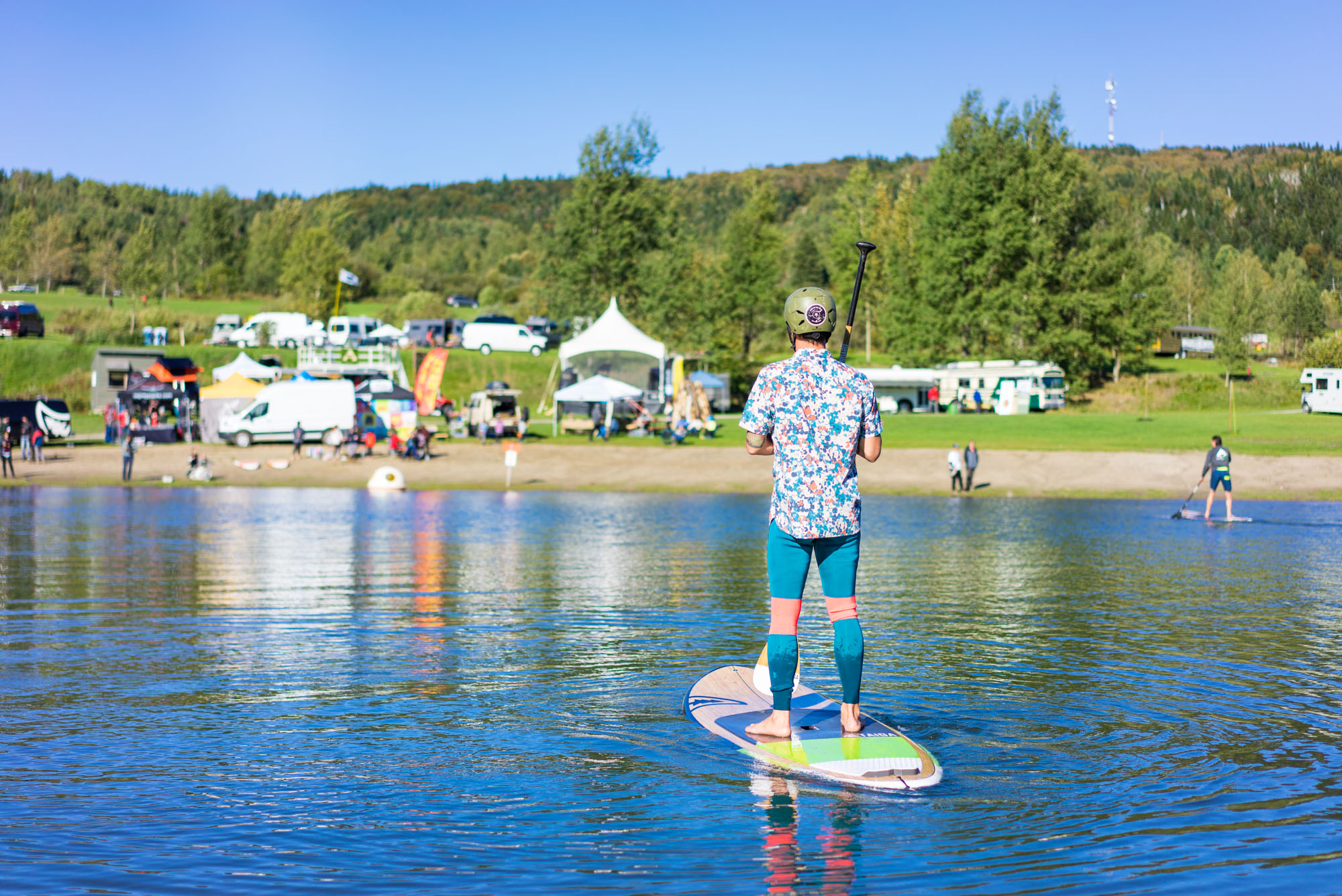 Julien paddle boarding around