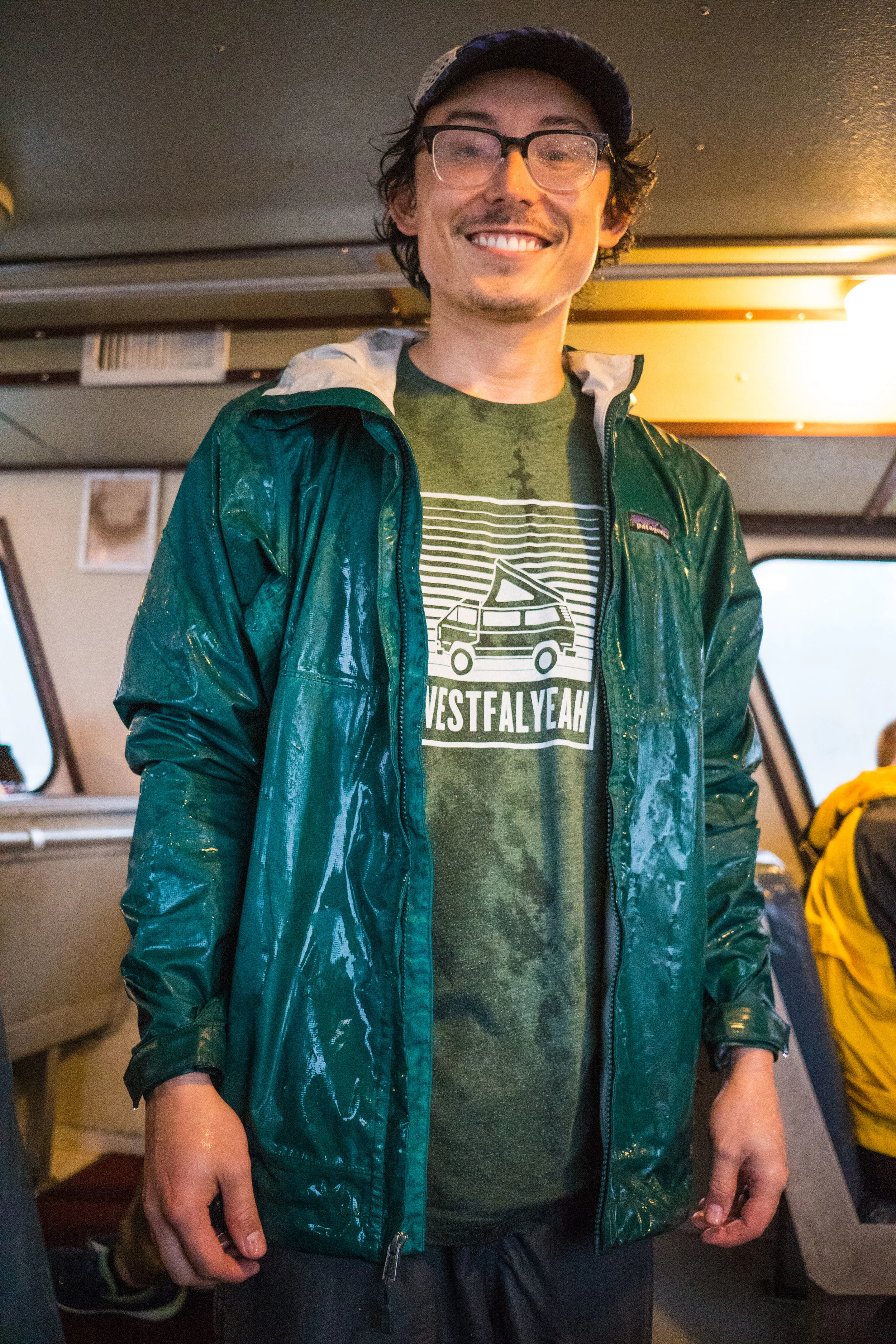 Owen after closing the door to the boat.