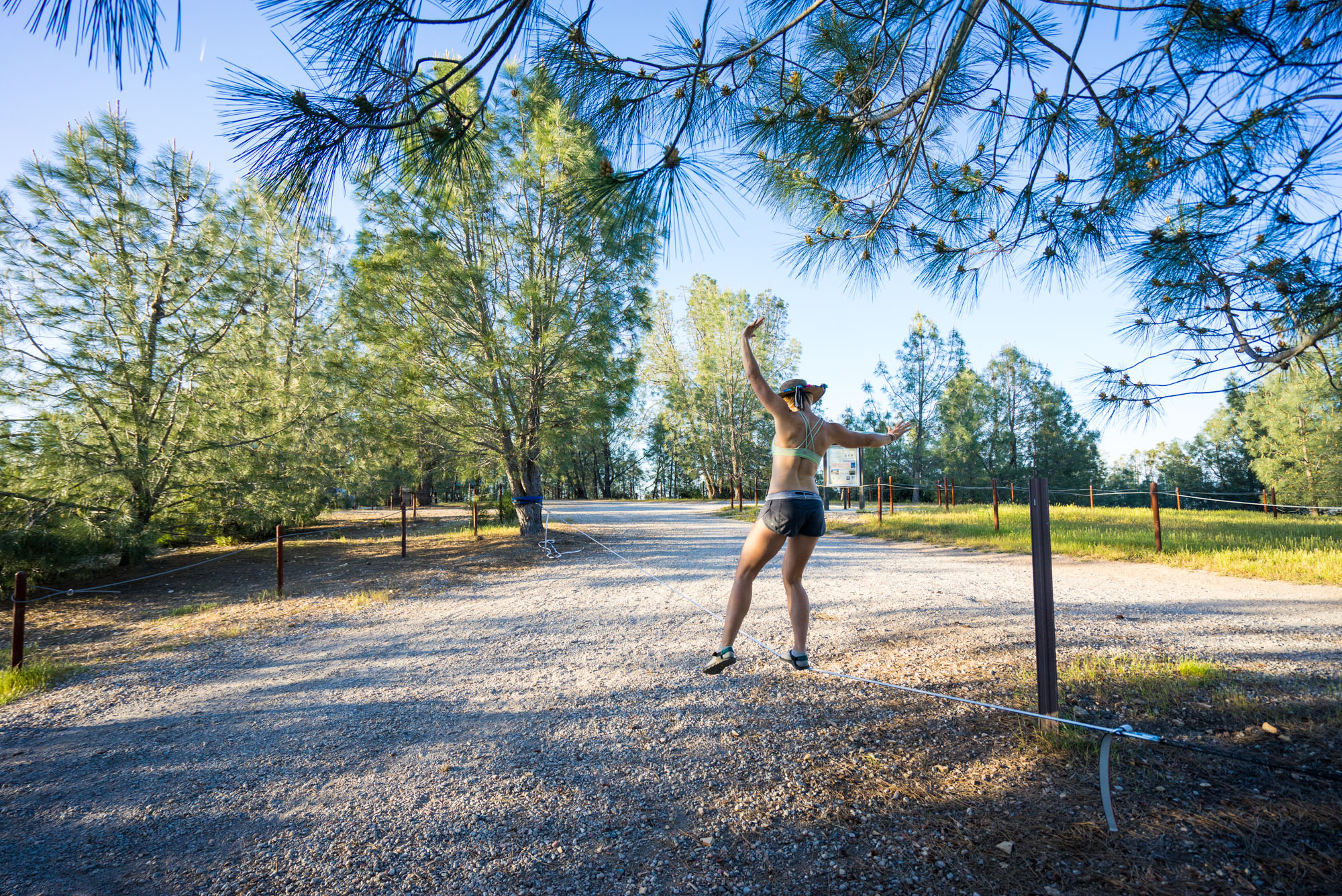 MAK working on her slackline skills