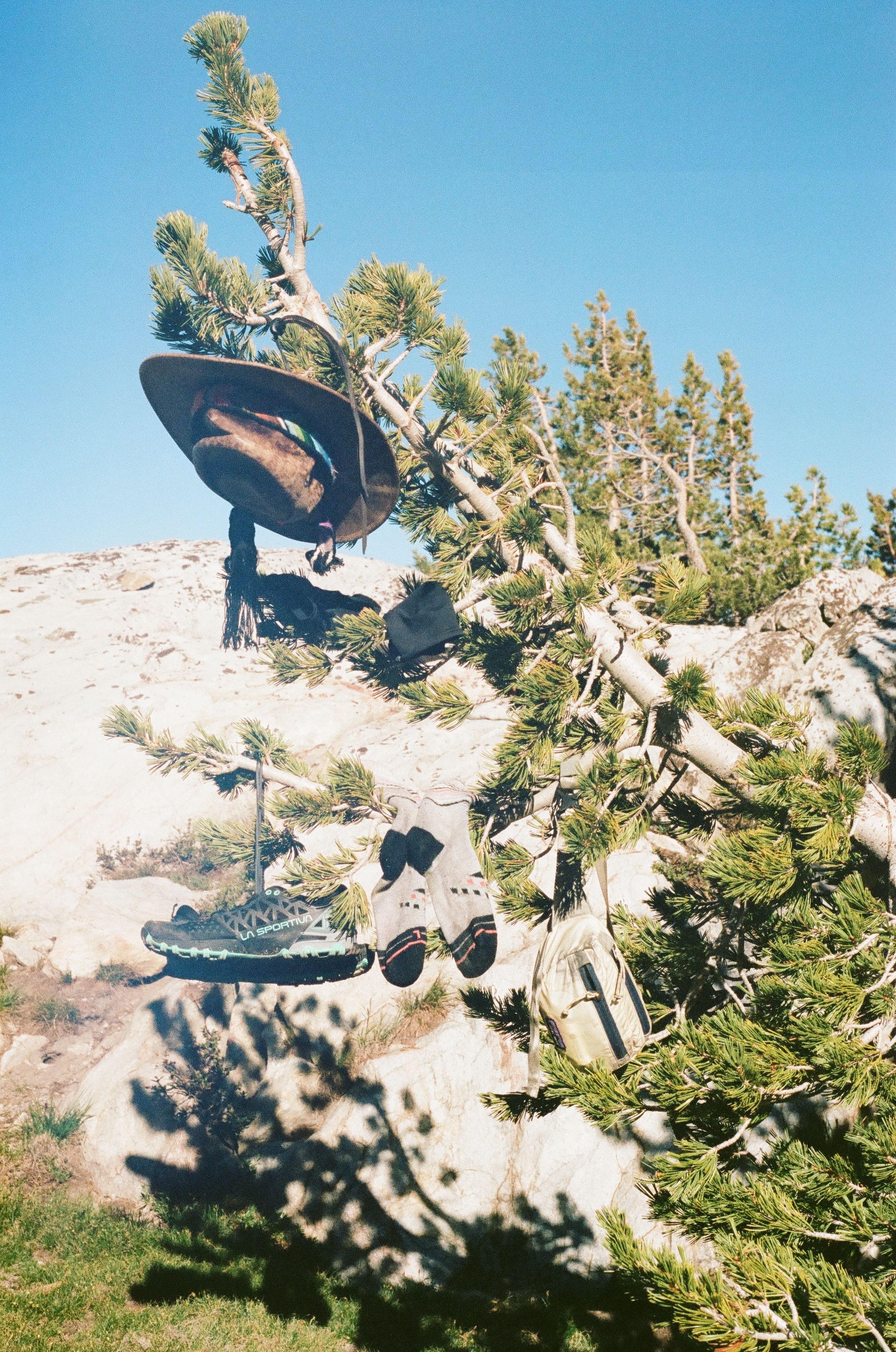 My gear drying out at camp, 35mm film