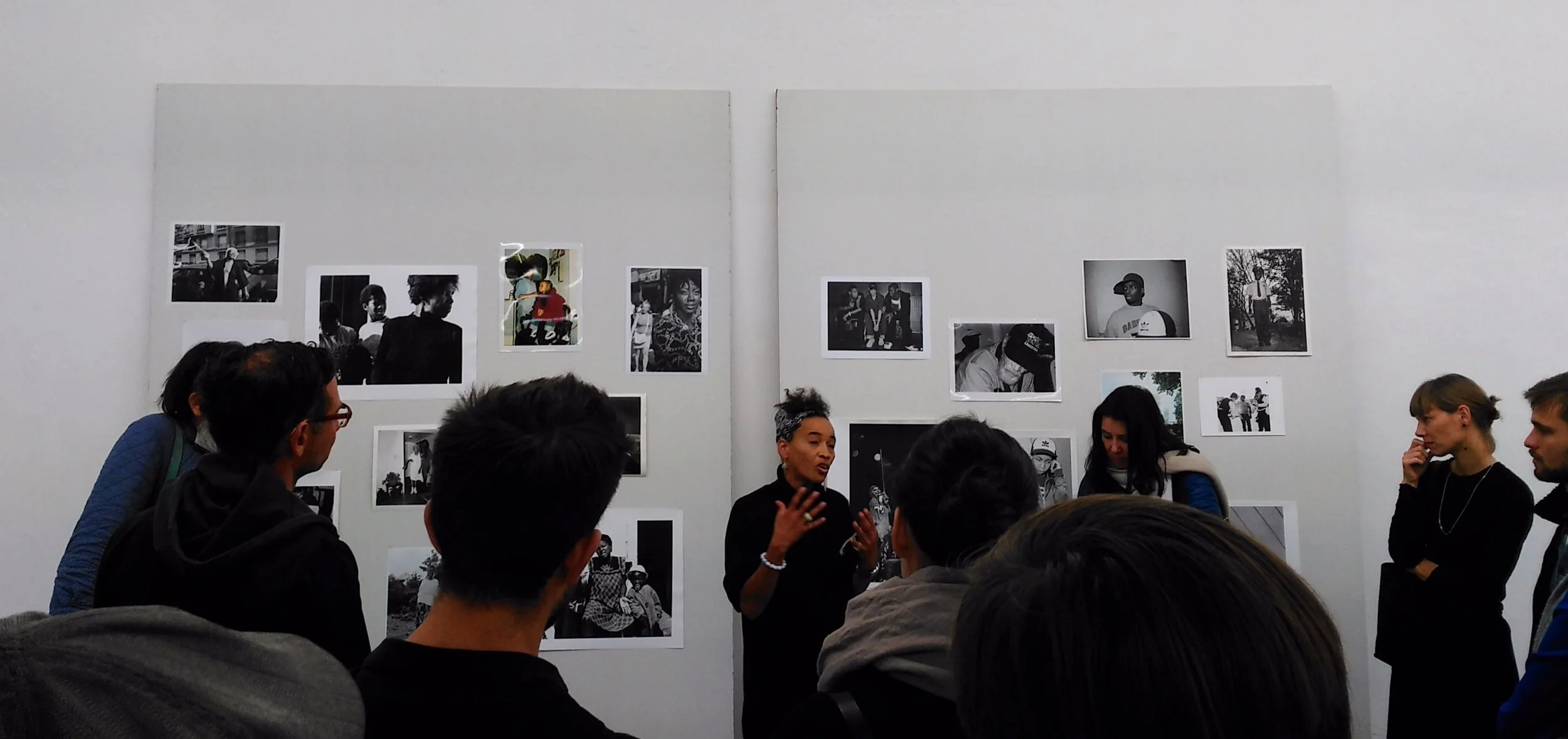 Liz Johnson Artur, giving a tour of her installation, Lothringer 13, 2016