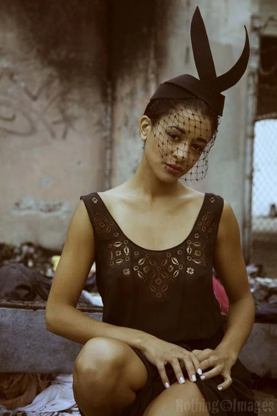 Allison Moore in a Corina Haywood Hats "Scorpio" headpiece-2014- Nothing Images