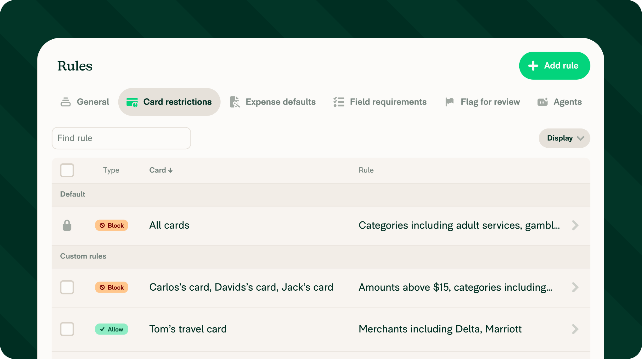 Every expense rule in Expensify now lives in one place under clear tabs
