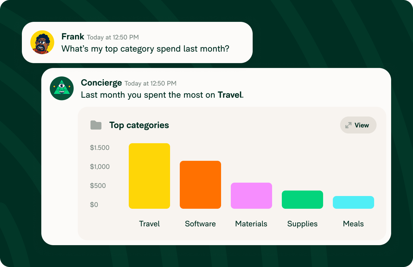 Ask Expensify Concierge anything and get answers -- and charts!