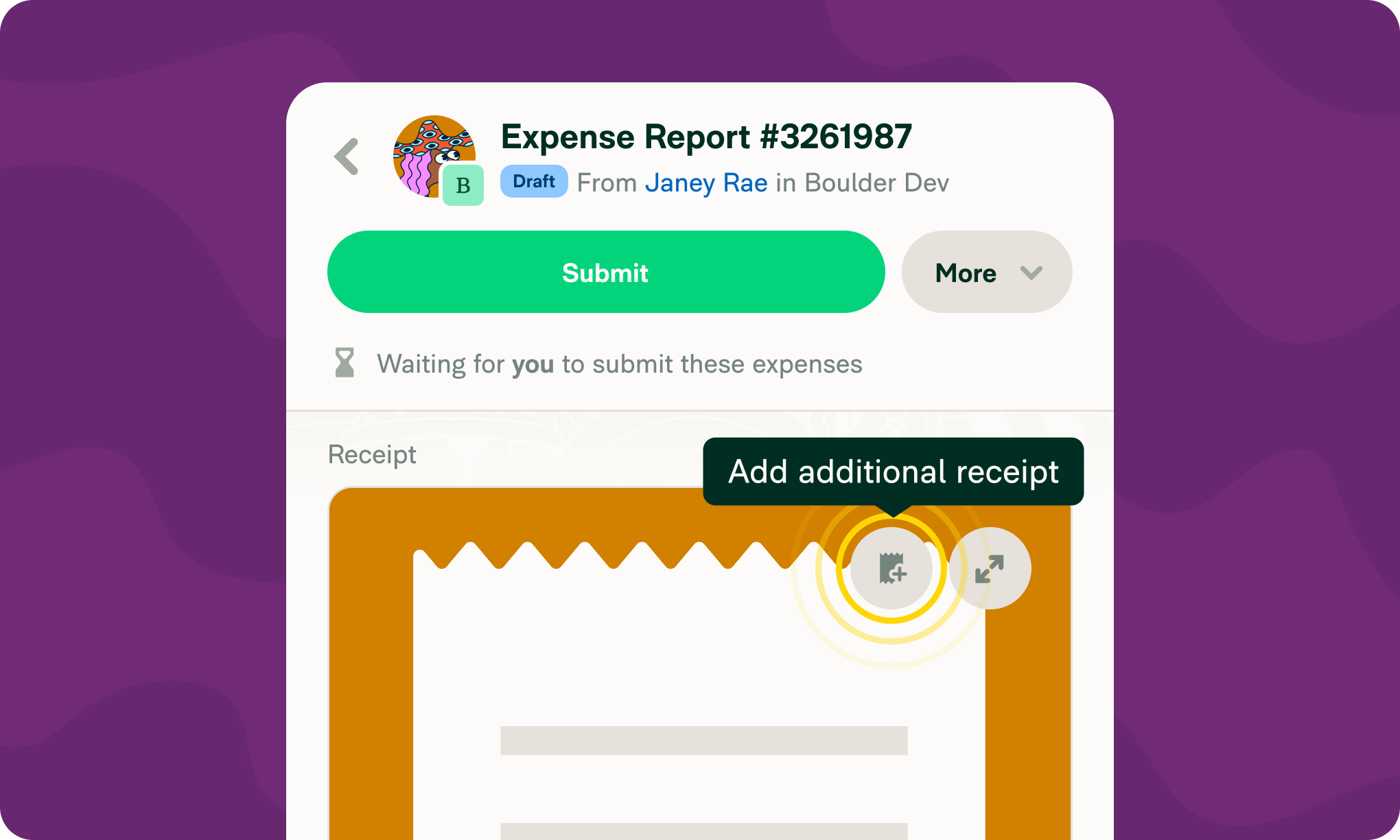 Attach multiple receipts to one expense