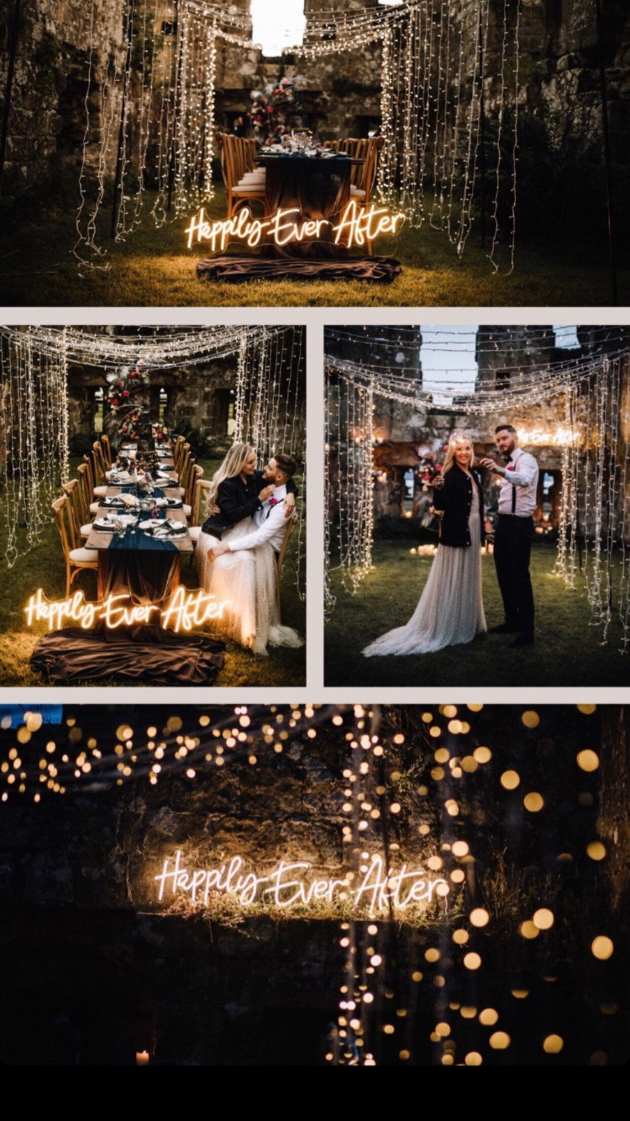 happily ever after neon with fairy lights