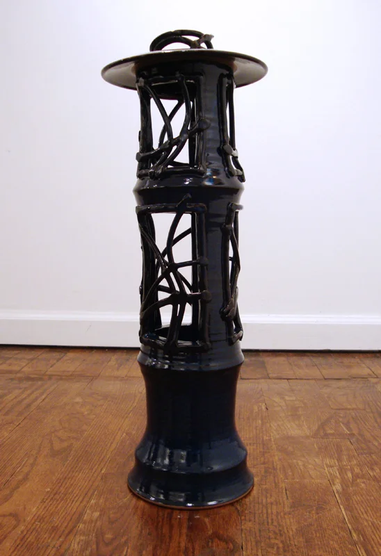 Lisa Brzozowski "Indigo Lantern" Stoneware 21" x 8" x 8"