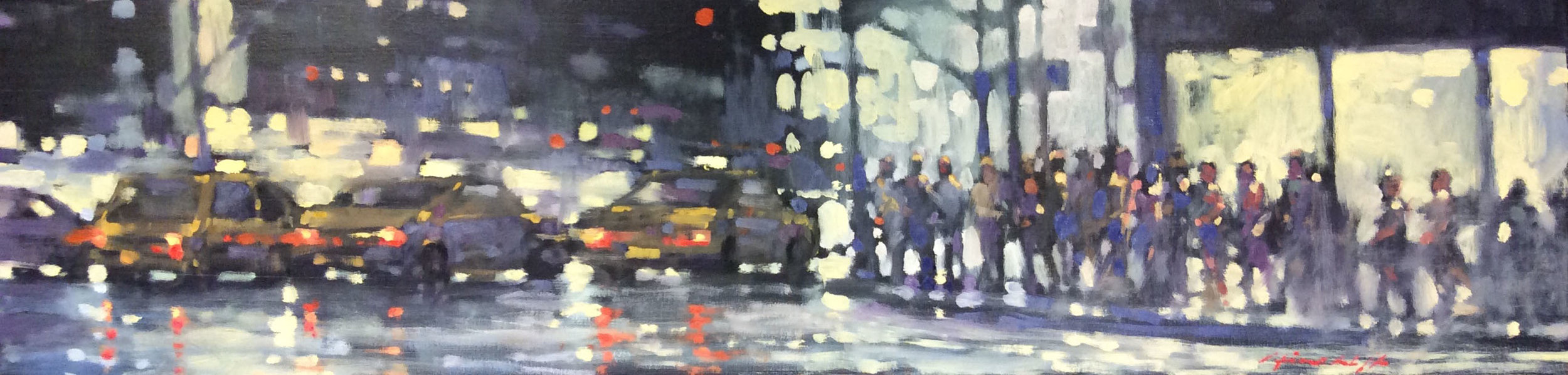 David Hinchliffe "Homage to Hopper" Oil on Canvas 48" x 12"