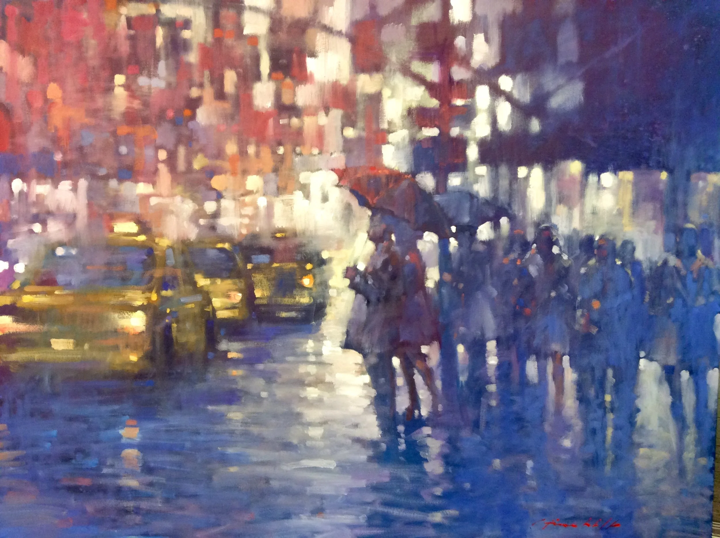 David Hinchliffe "The Red Umbrella" Oil on Canvas 60" x 48"