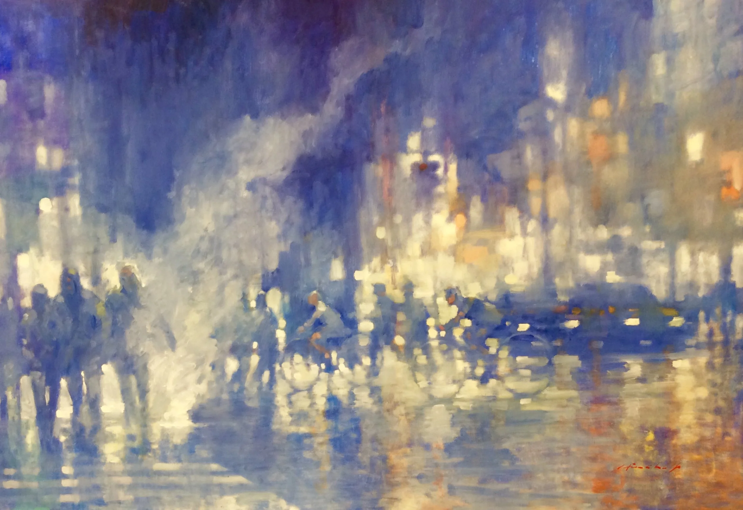David Hinchliffe "Steam and Light" Oil on Canvas 72" x 48"