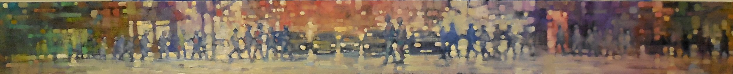David Hinchliffe "Street Panorama" Oil on Canvas 102" x 10"