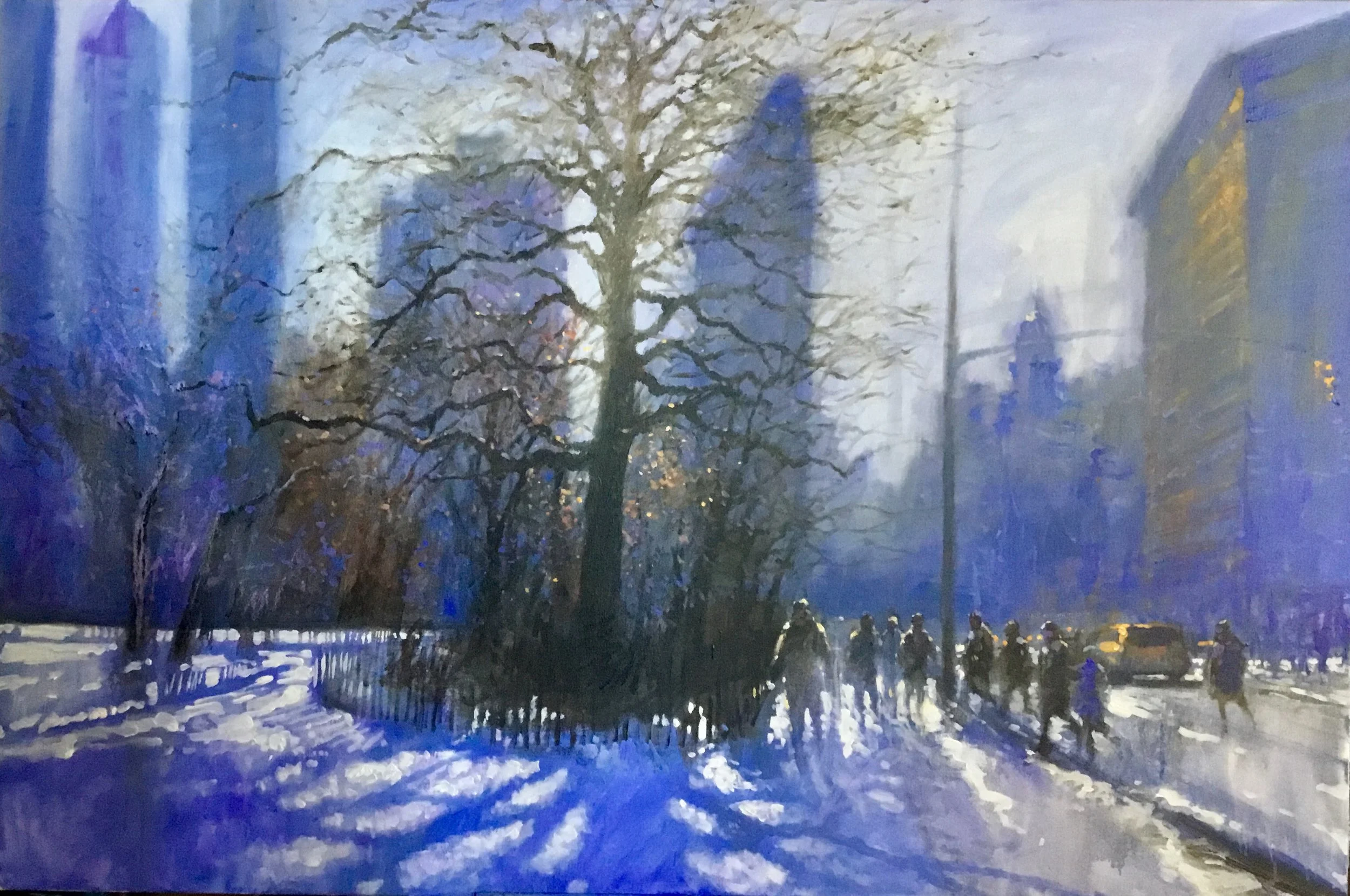 David Hinchliffe "Into the Light, Madison Square Park" Acrylic on Canvas 40" x 60" $4600