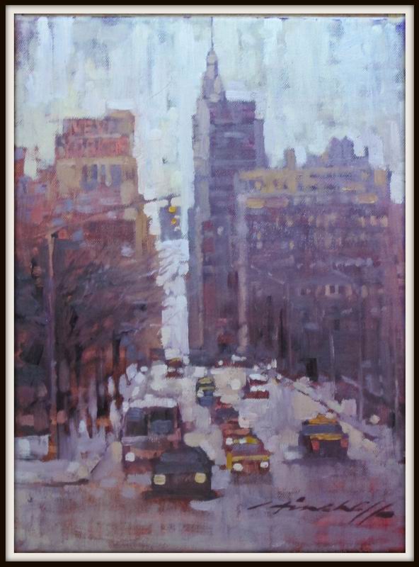 David Hinchliffe "The New Yorker (study)" Oil on Canvas 12" x 16 "