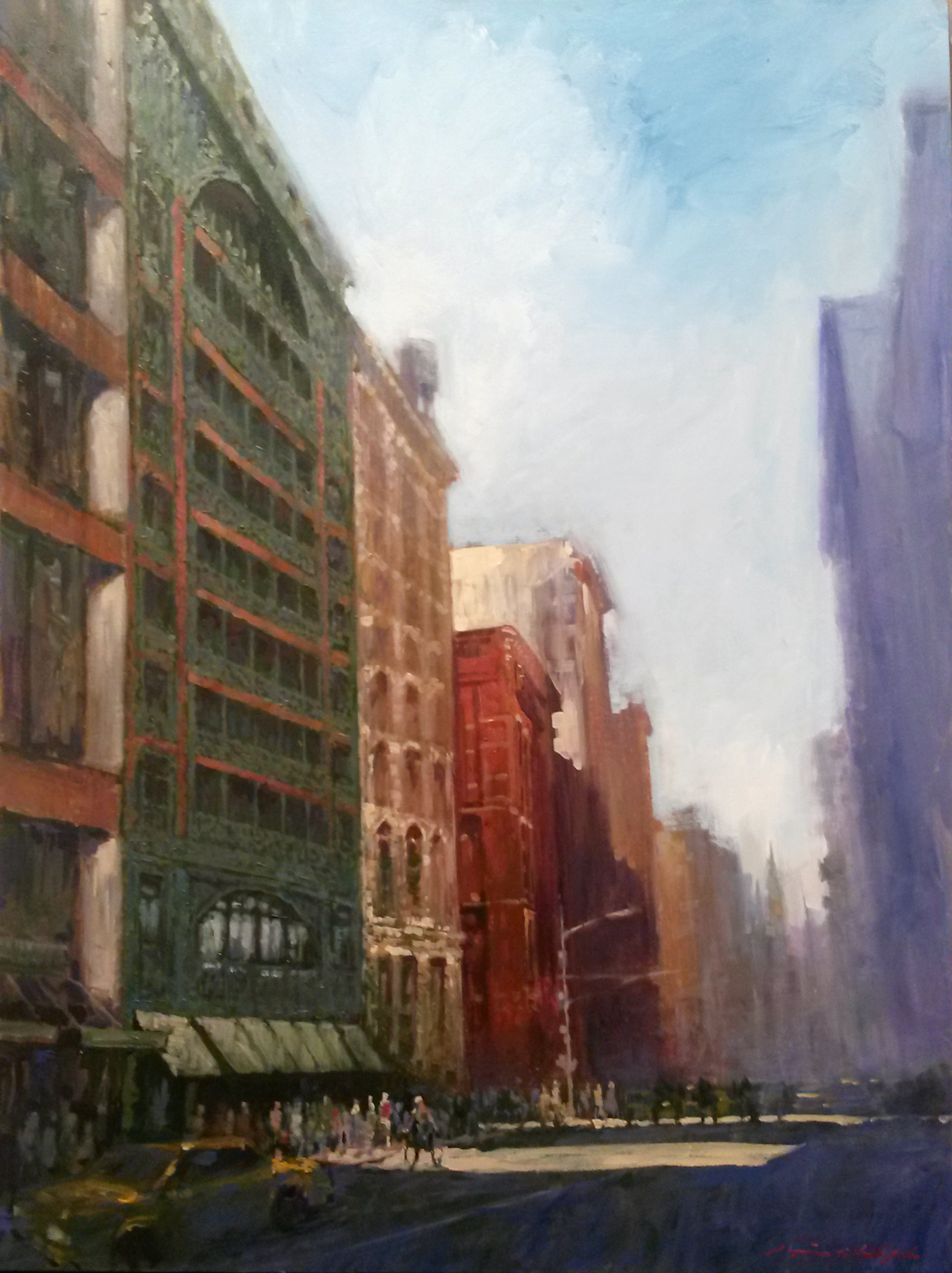 David Hinchliffe "The Singer, Broadway" Acrylic and oil on Canvas 30" x 40" $3200