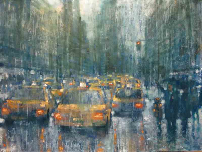 David Hinchliffe "Taxi!" Oil on Canvas 30" x 40"