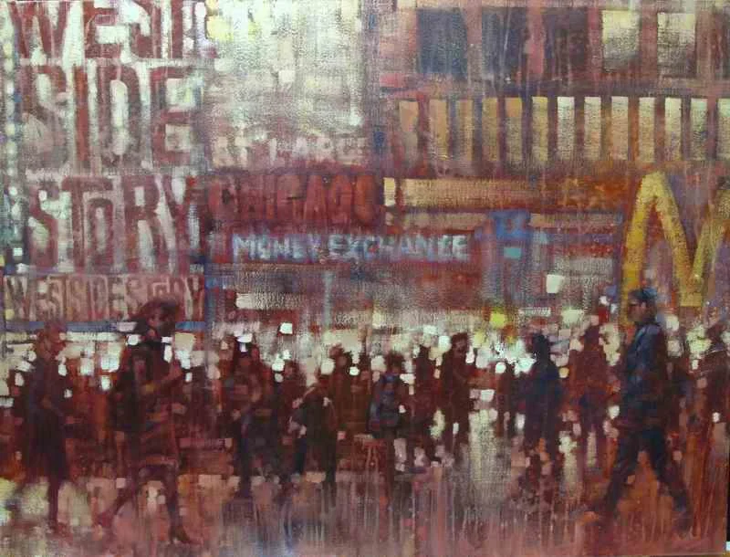 David Hinchliffe "Broadway Lights" Oil on Canvas 30" x 40"