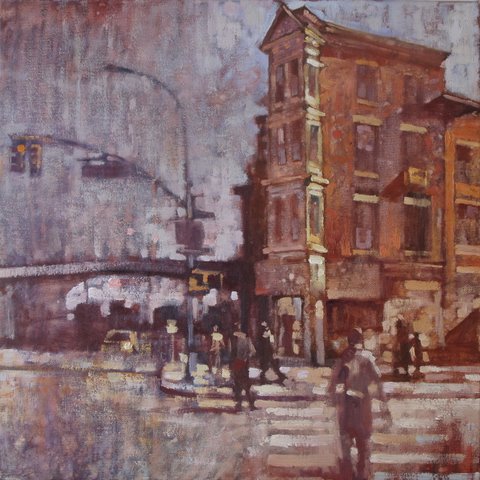David Hinchliffe "Brooklyn" Oil on Canvas 18" x 18"