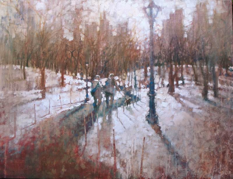 David Hinchliffe "Central Park Snow" Oil on Linen 30" x 40"