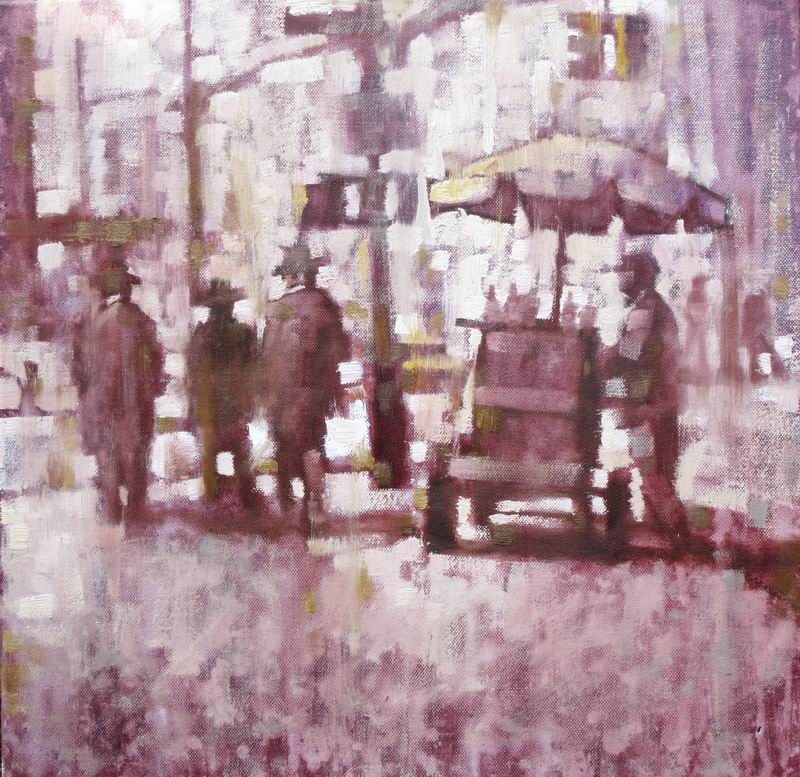 David Hinchliffe "Hot Dog" Oil on Canvas 18" x 18"