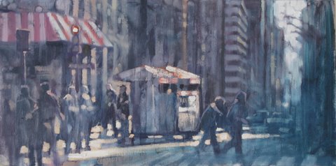 David Hinchliffe "Stripes" Oil on Canvas 12" x 24"