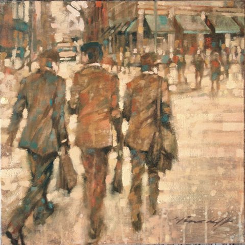 David Hinchliffe "Suits" Oil on Canvas 18" x 18"
