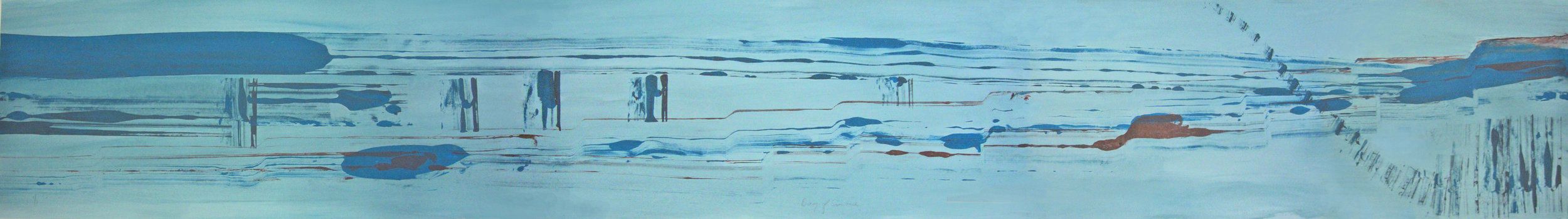 Frederick Frazowatz "Bay of Simone" Acrylic on Paper 1989 89.5” x 11.5”