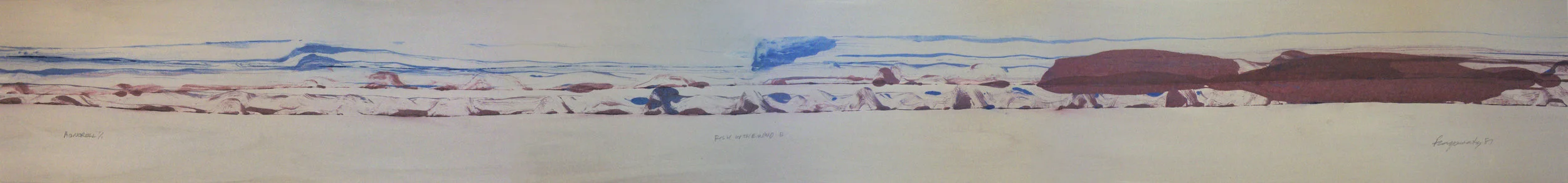 Frederick Frazowatz "Fish in the Wind B" Acrylic on Paper 1987 68.5” x 8.25”