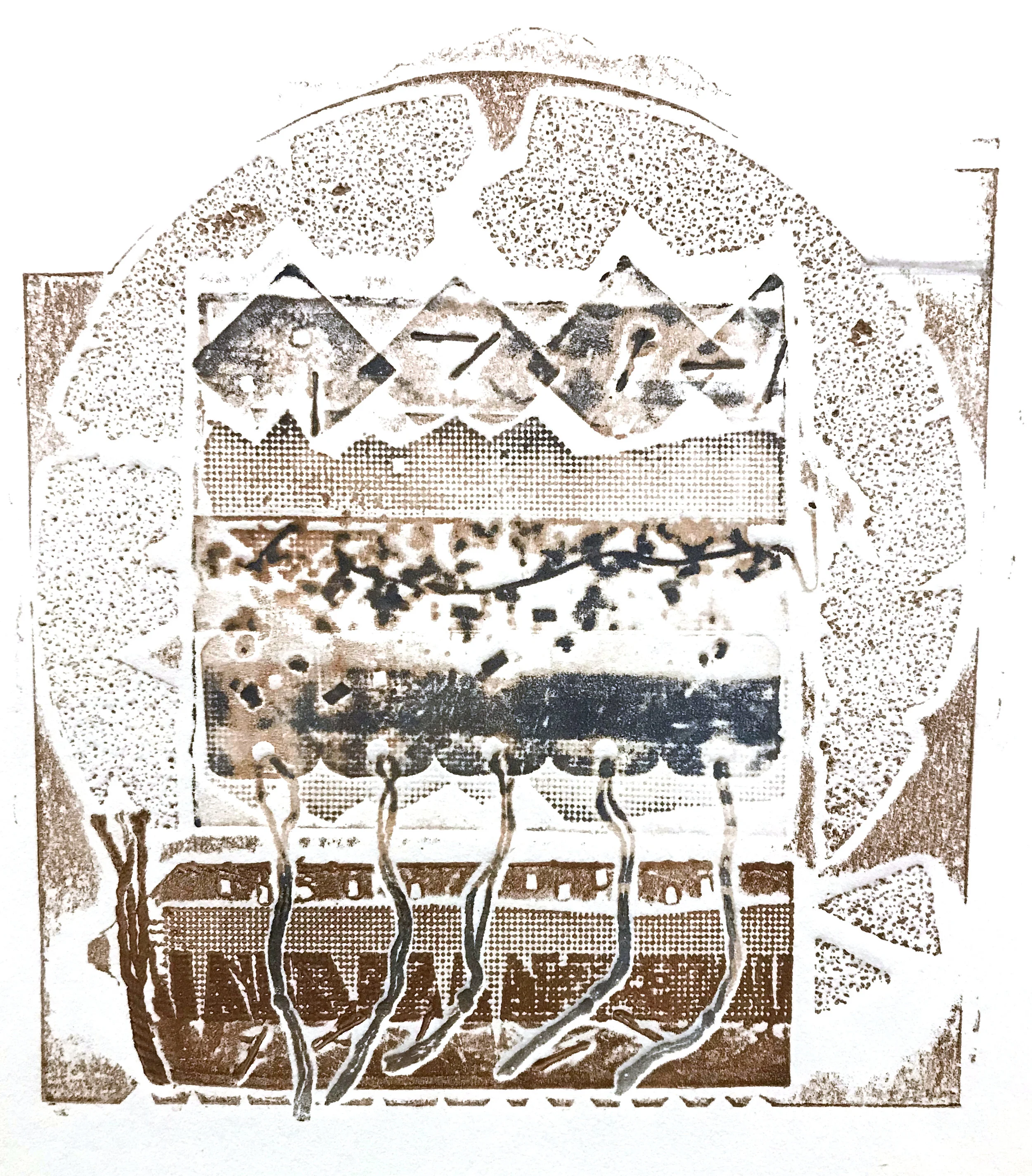 Abstract Woodcut Michael Ingbar Gallery