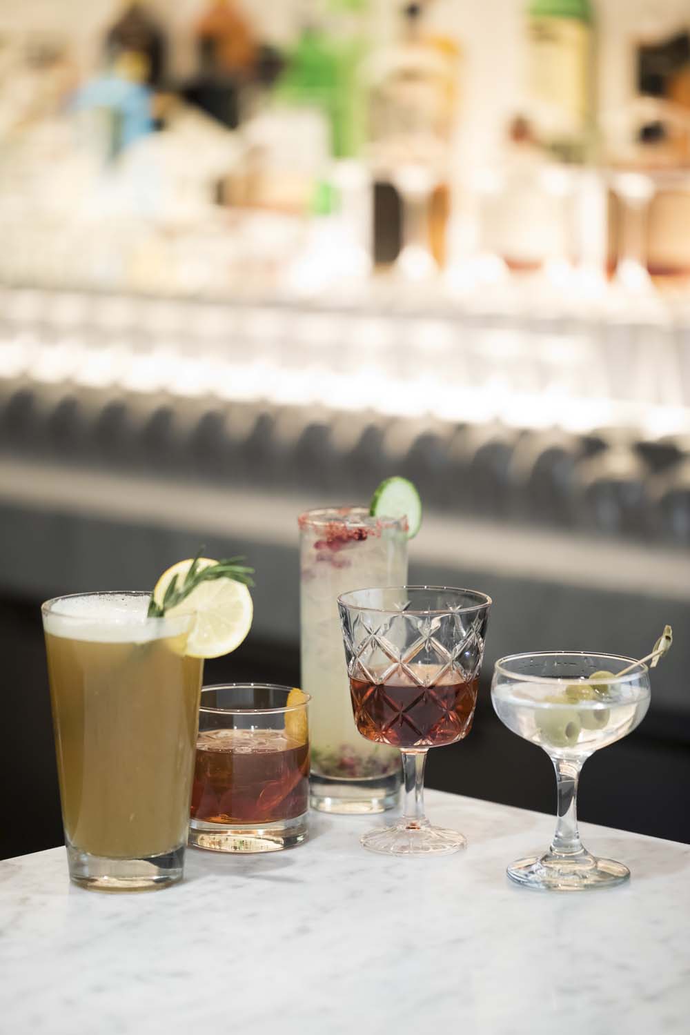 Cocktail stacked at bar