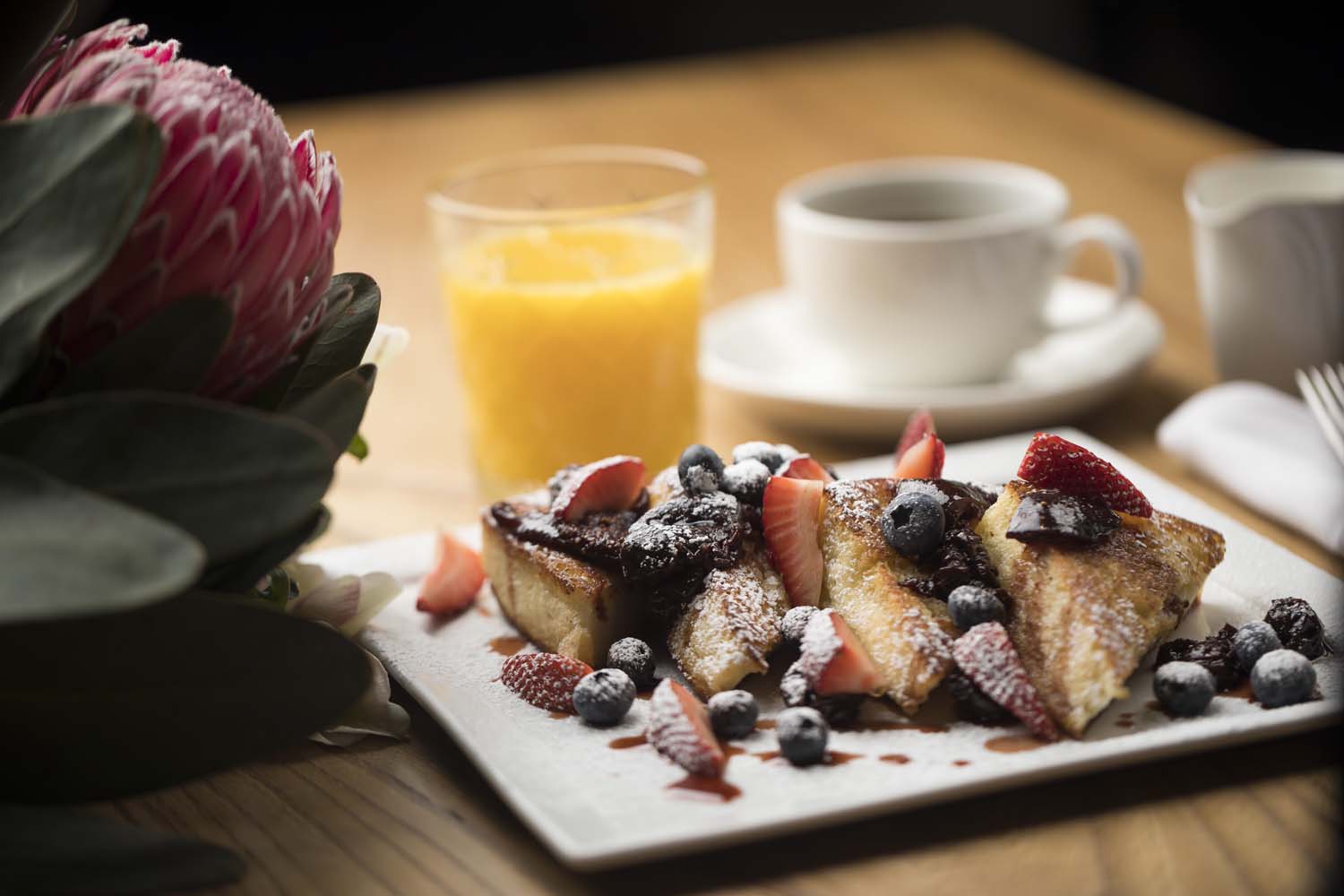 Mothers Day French Toast and fruit with flowers